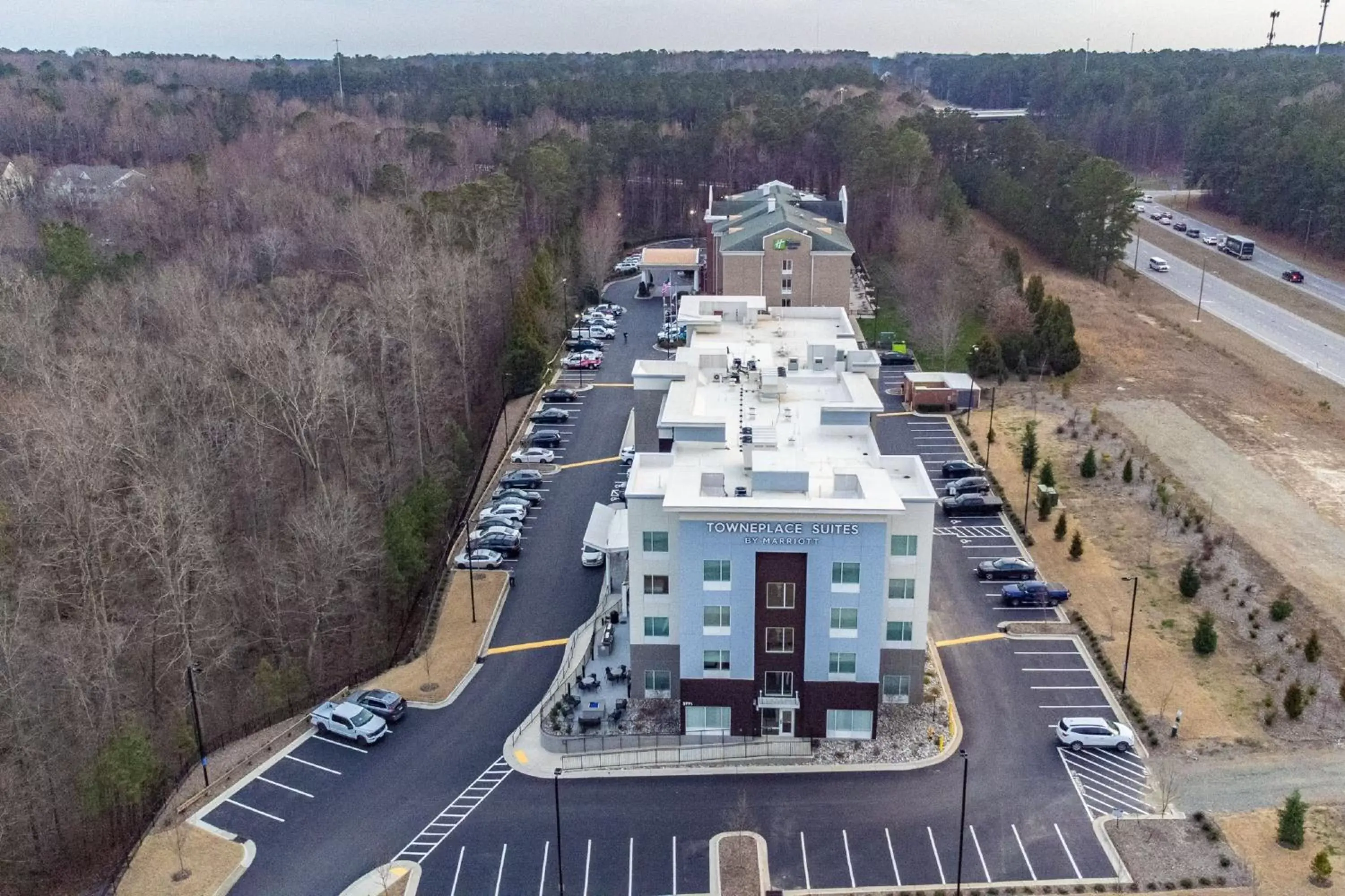 Property building, Bird's-eye View in TownePlace Suites by Marriott Raleigh - University Area
