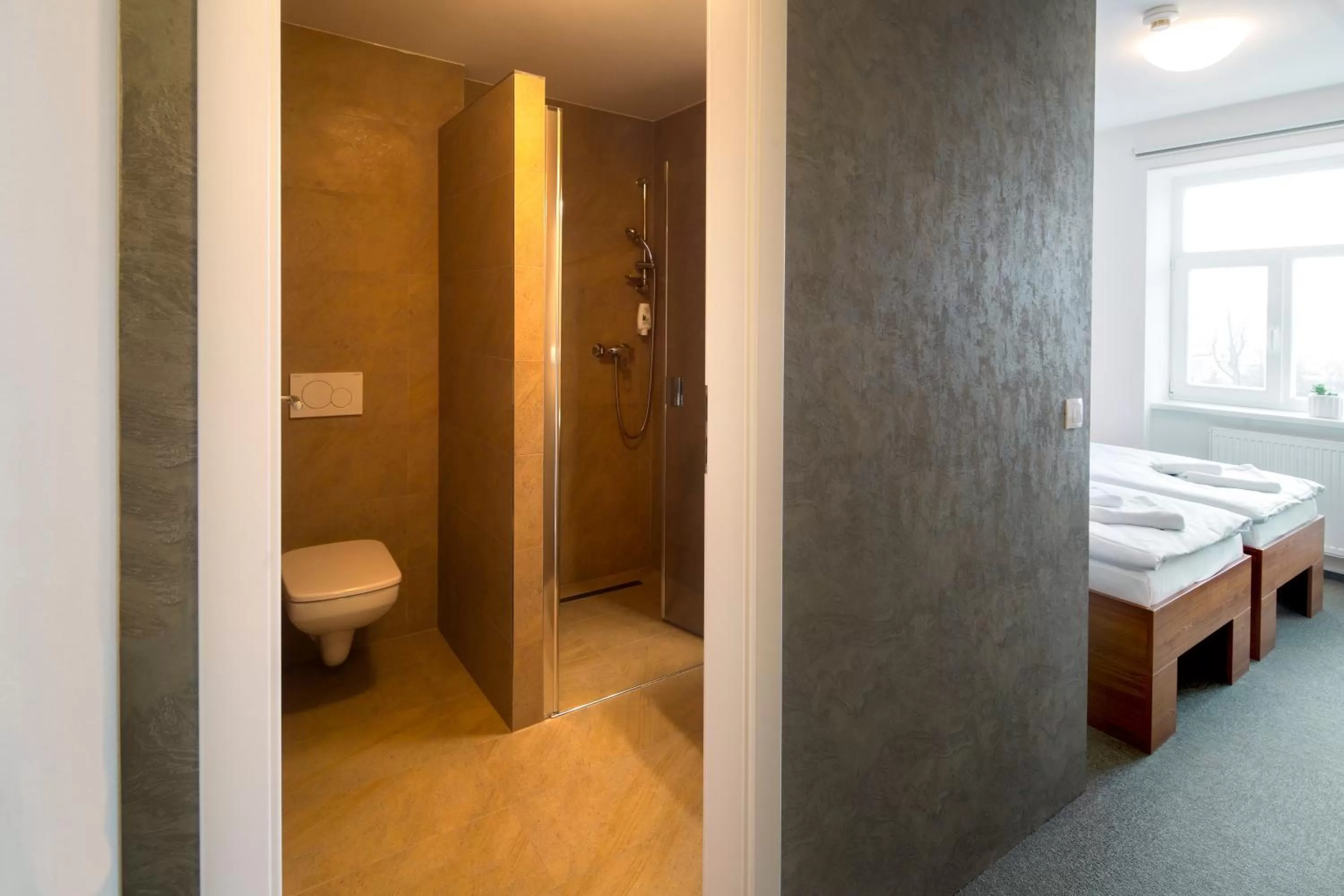 Bathroom, Bed in Penzion Panský dvůr Telč