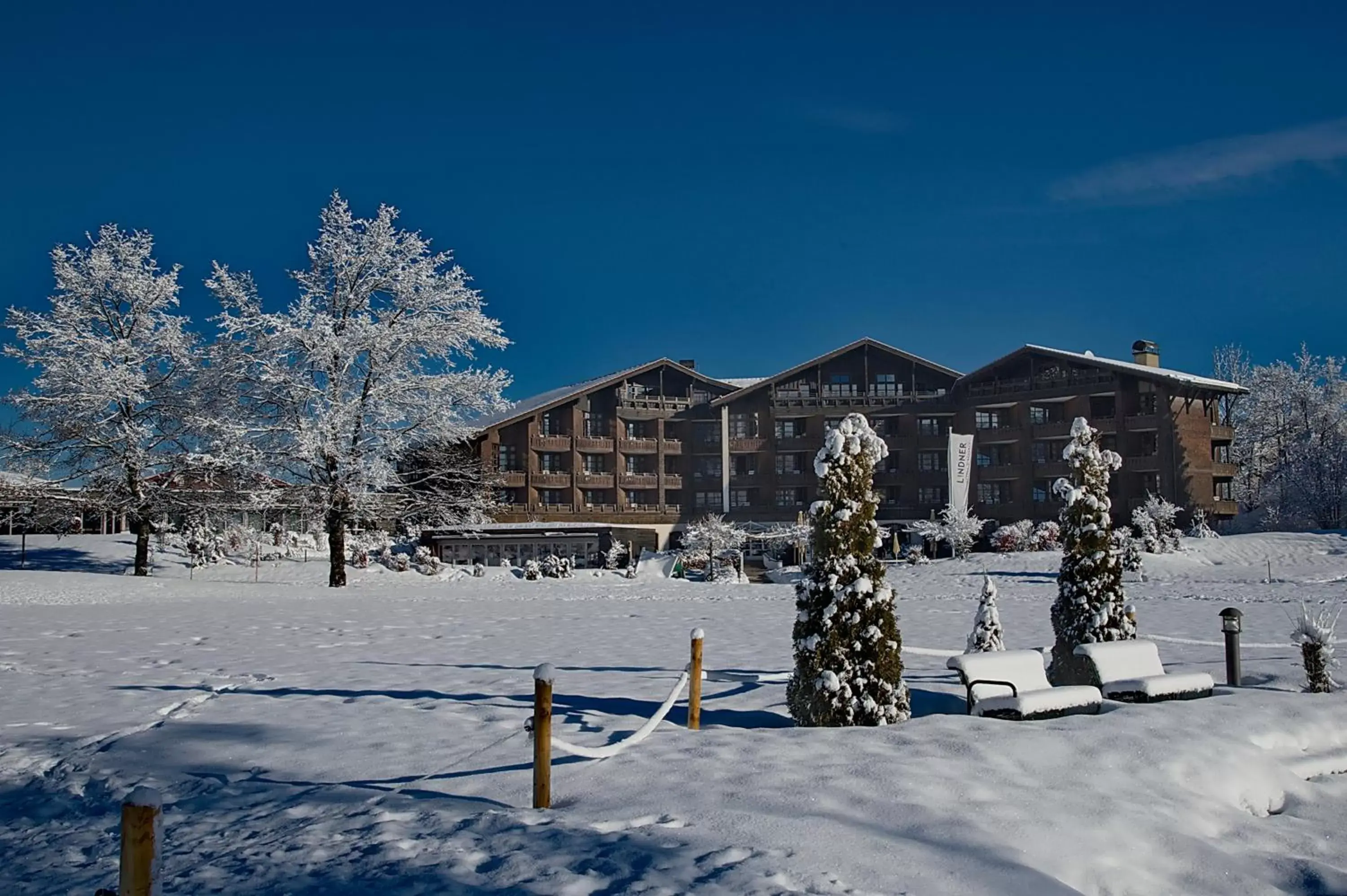 Property building, Winter in Lindner Hotel Oberstaufen Parkhotel, part of JdV by Hyatt