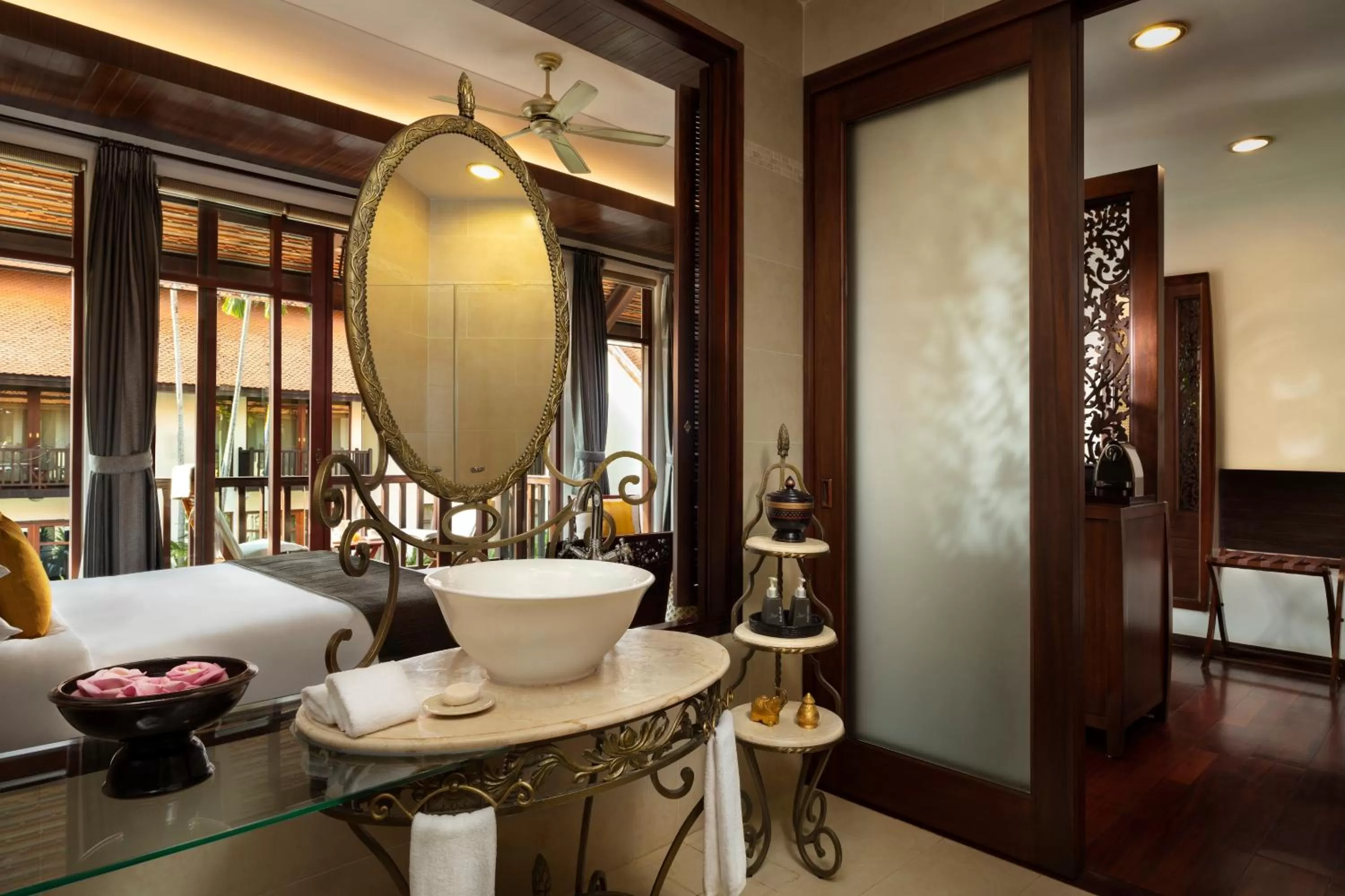 Bathroom, Bed in Anantara Angkor Resort