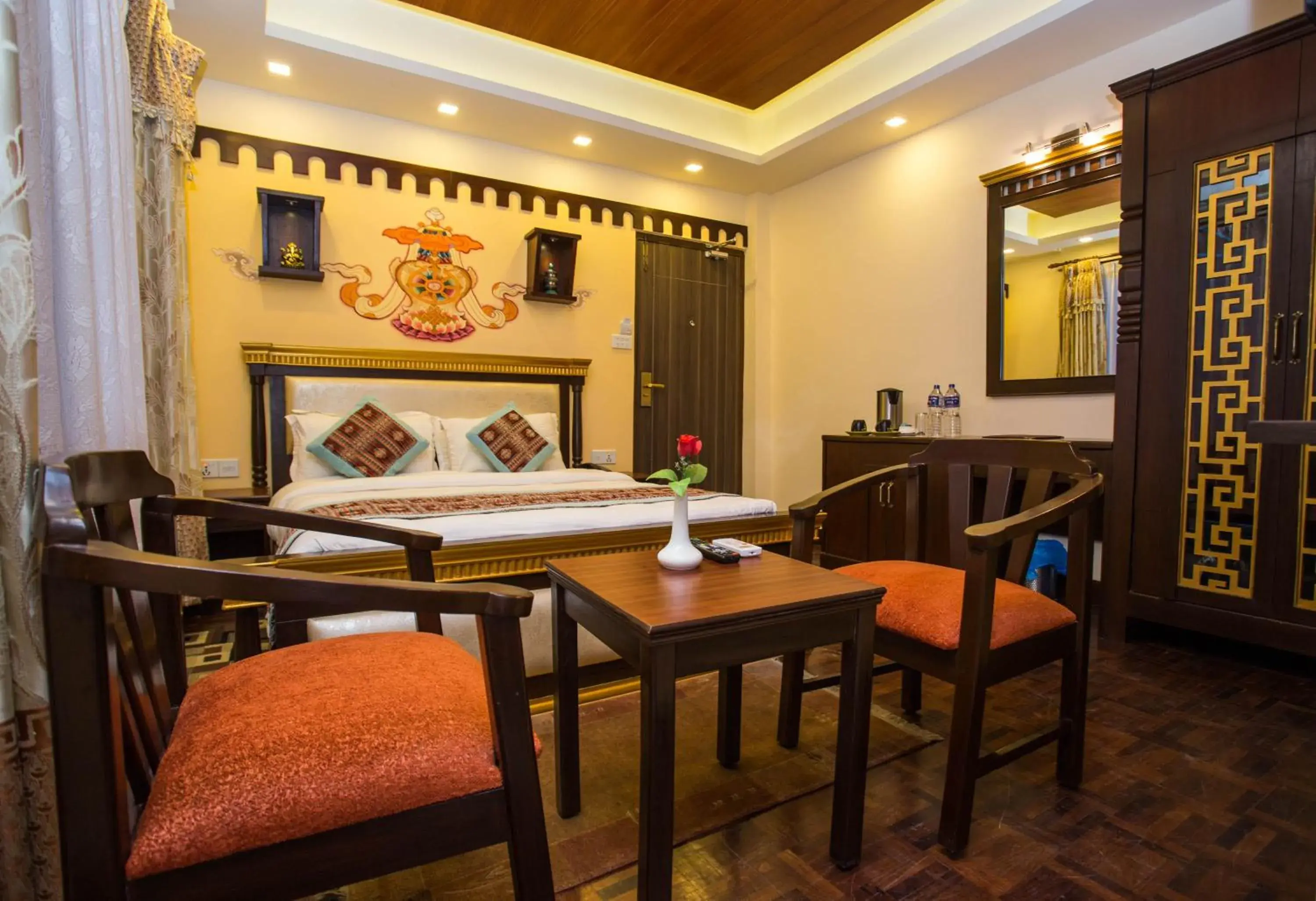 Bedroom, Restaurant/Places to Eat in Hotel Encounter Nepal