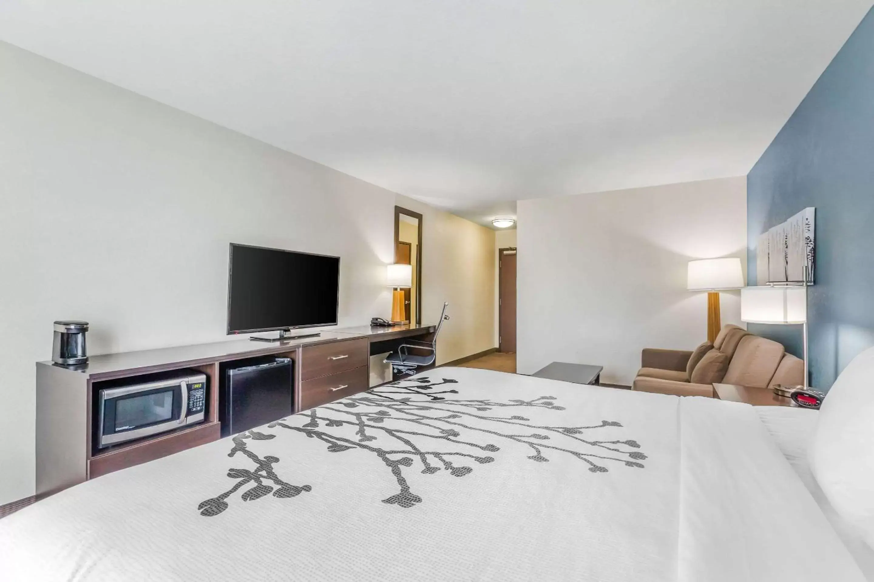 Photo of the whole room, TV/Entertainment Center in Sleep Inn & Suites Ames near ISU Campus