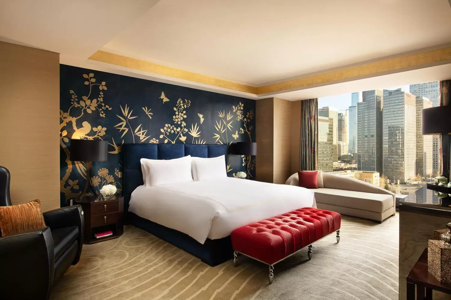 Living room, Bed in Fairmont Beijing