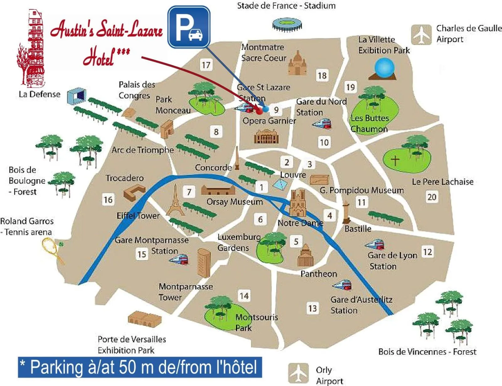 Nearby landmark in Austin's Saint Lazare Hotel