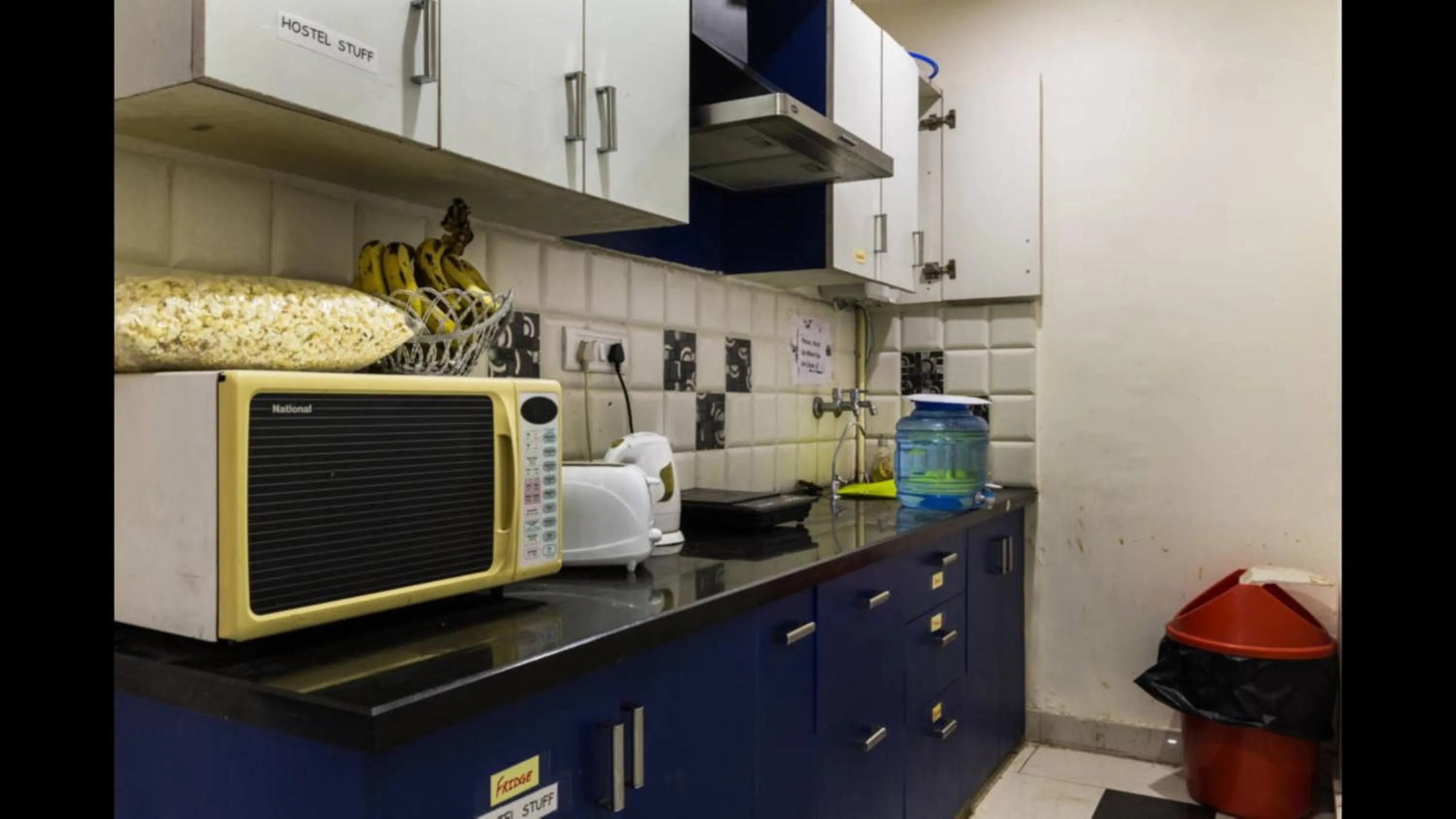 Communal kitchen in Joey's Hostel Delhi - 20 mins from Railway Station