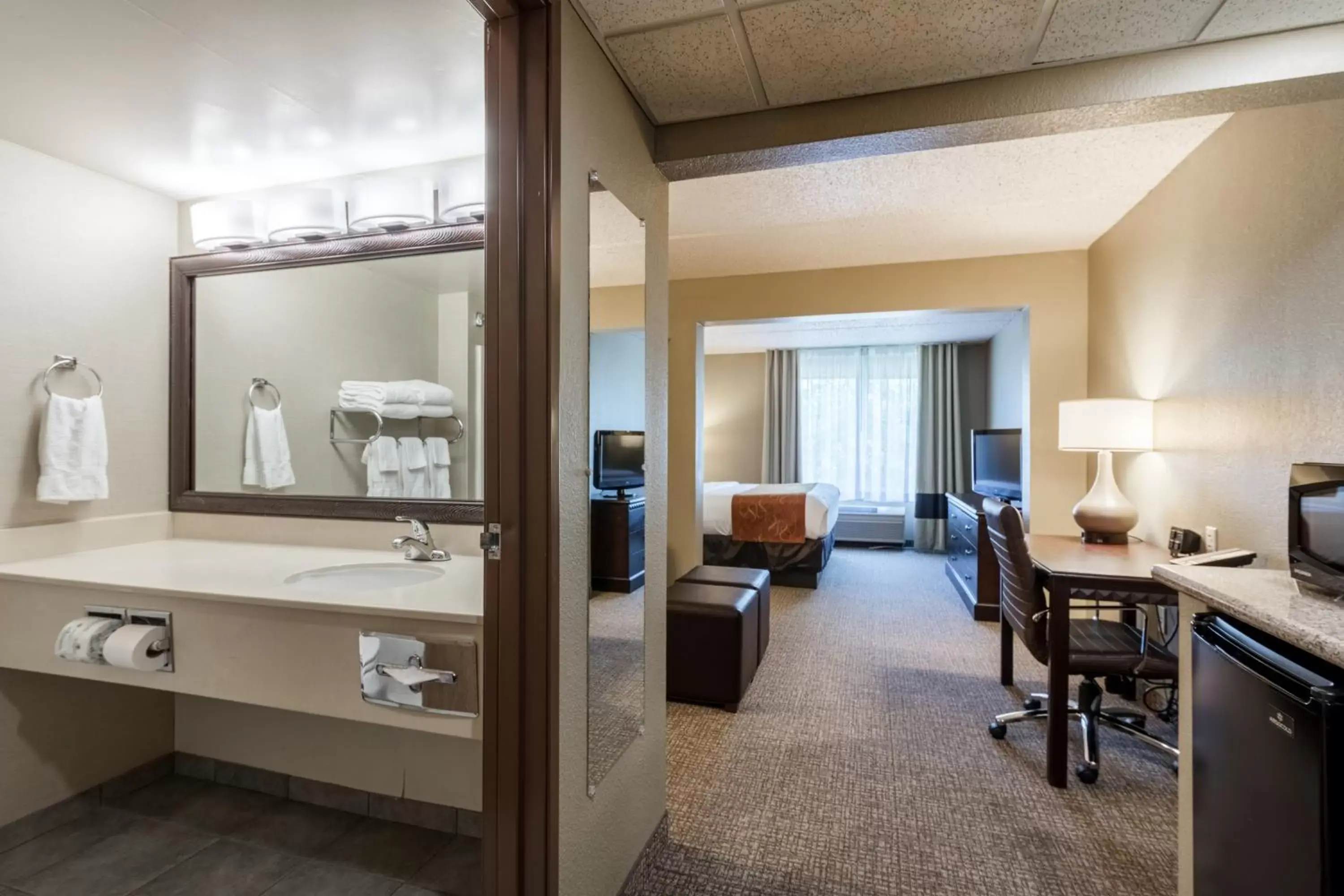 Bed, Bathroom in Comfort Suites Austin Airport