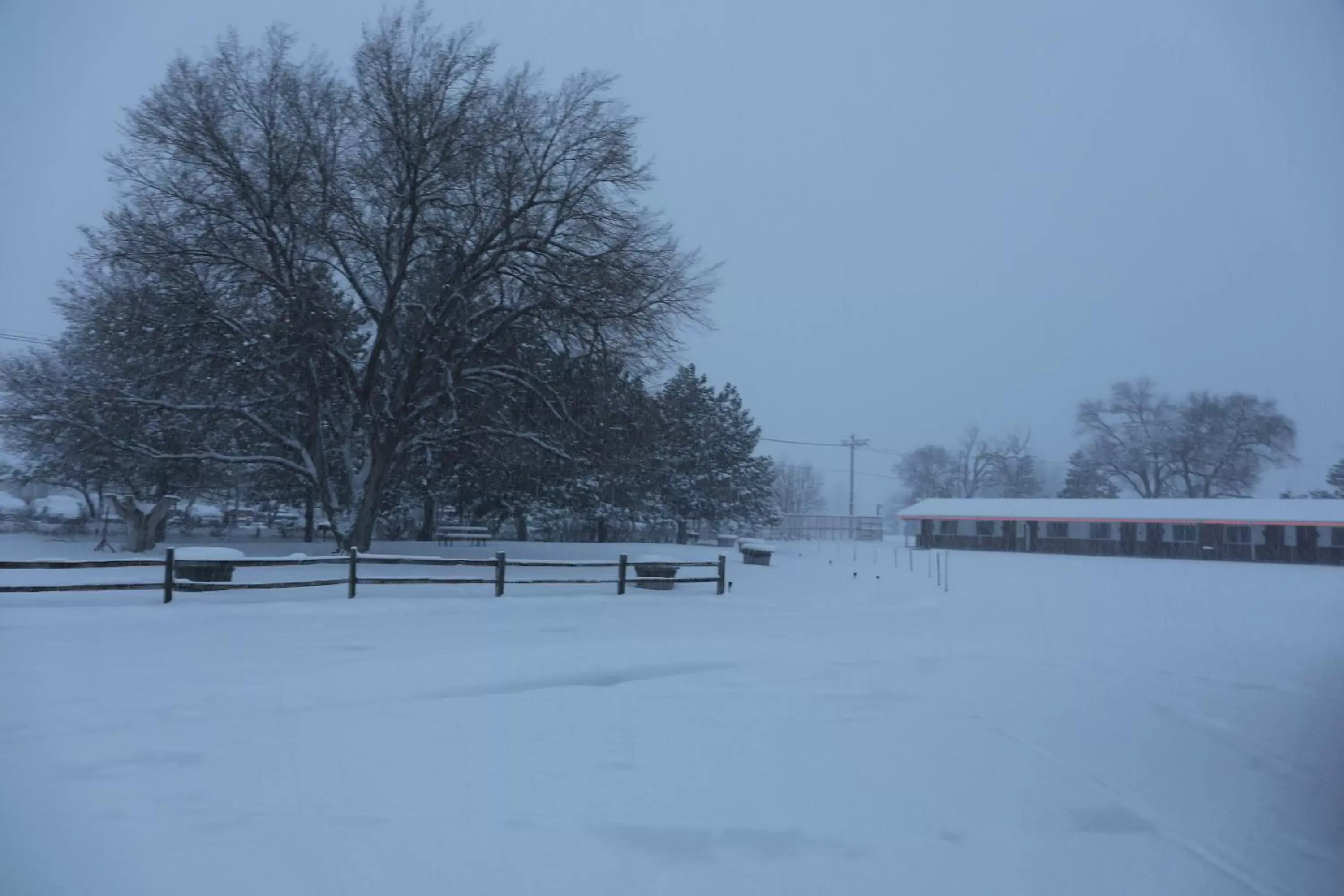 Property building, Winter in Raine Motel