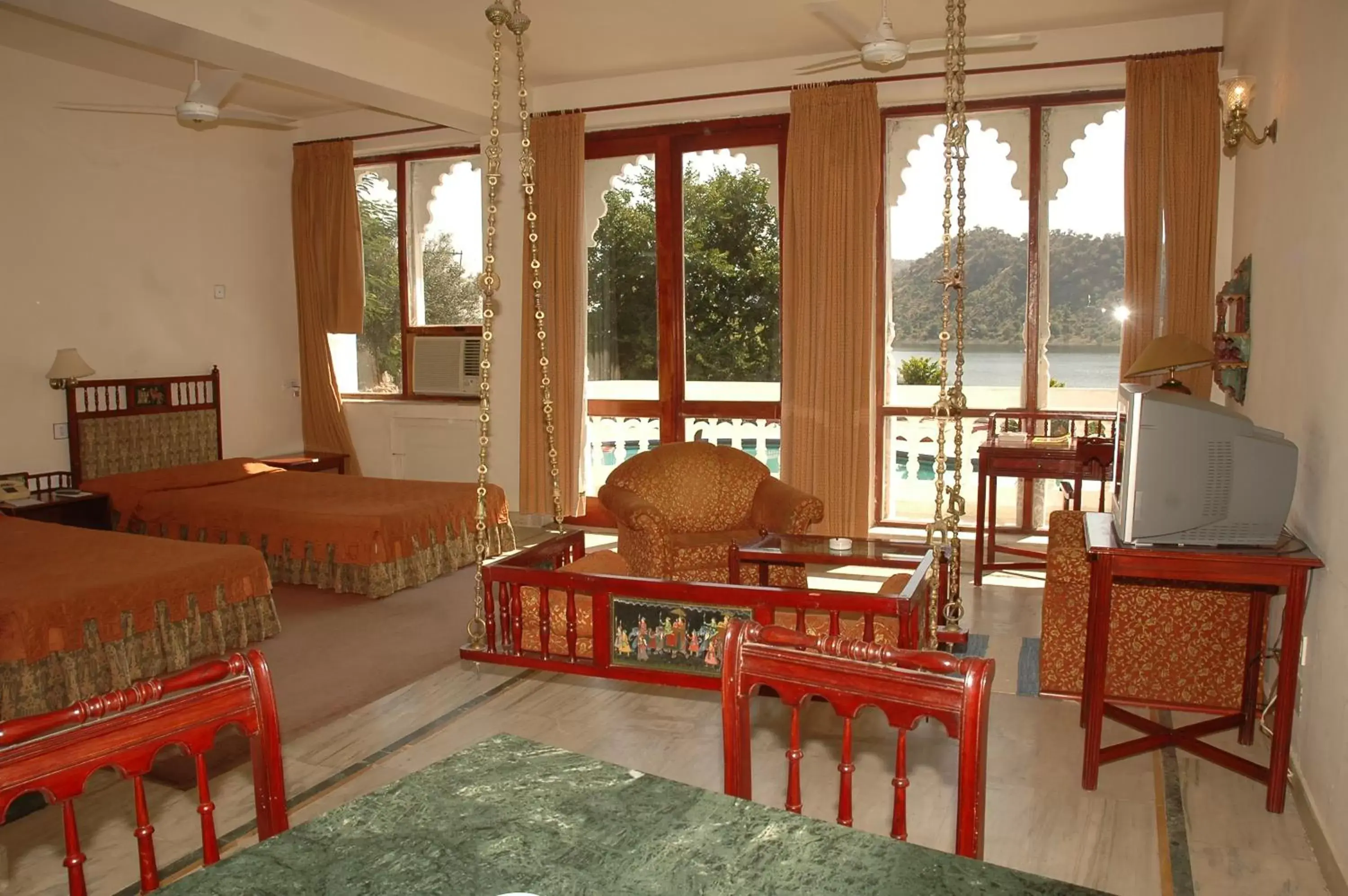 Seating area in Jaisamand Island Resort