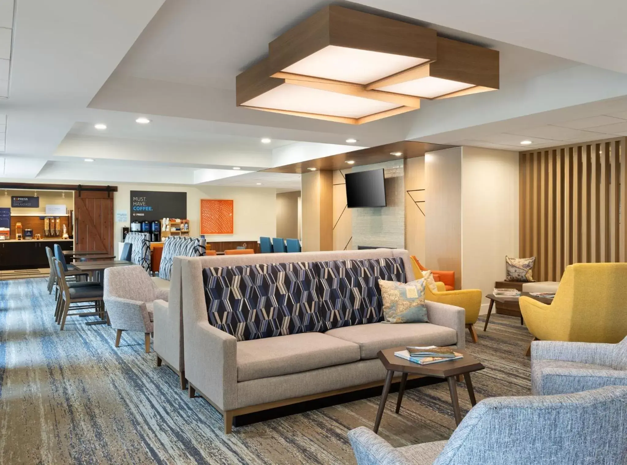 Property building, Seating Area in Holiday Inn Express Indianapolis Airport, an IHG Hotel
