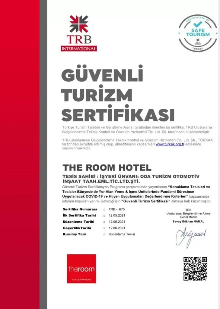 Logo/Certificate/Sign in The Room Hotel & Apartments