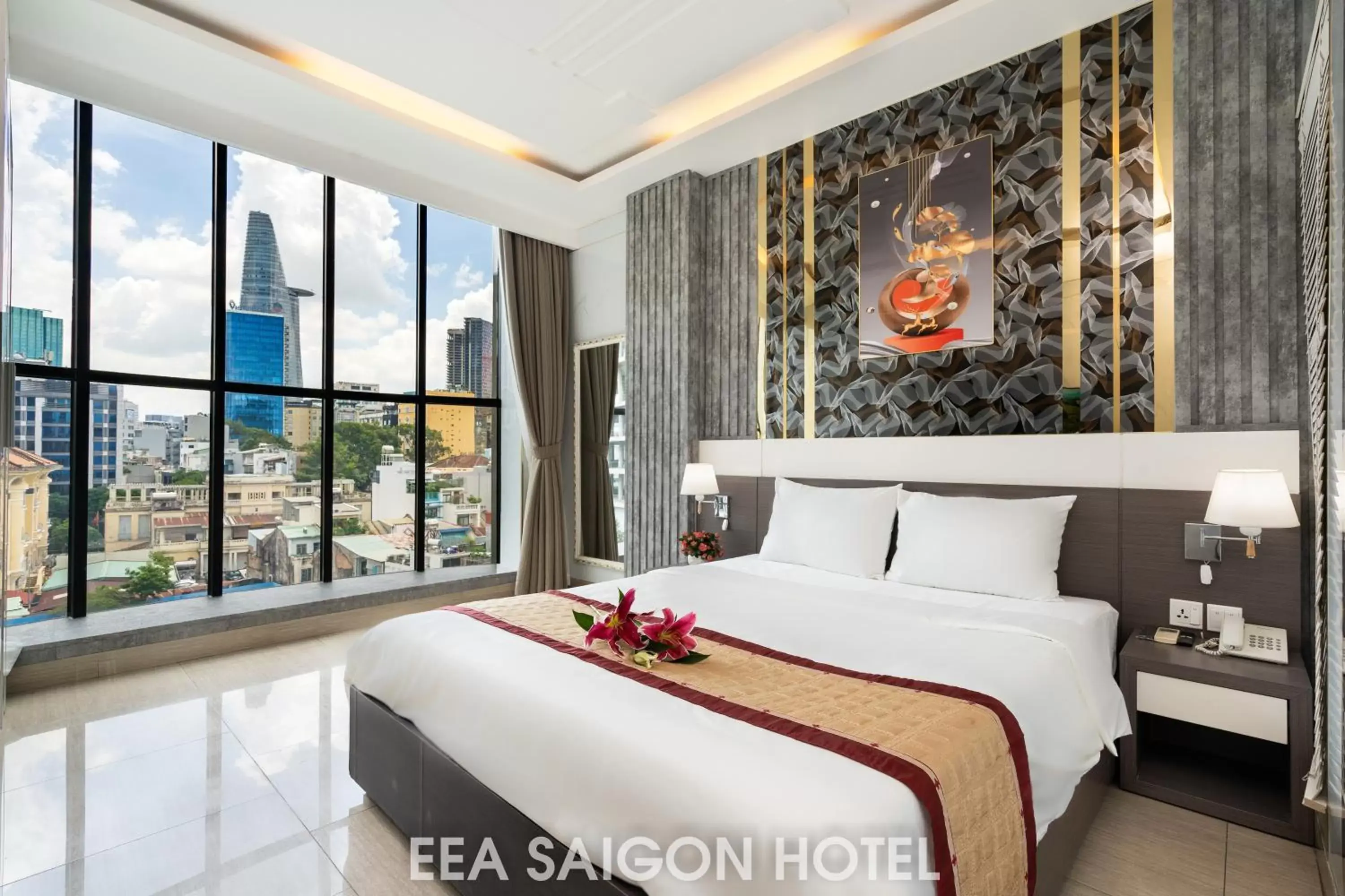 View (from property/room), Bed in EEA Central Saigon Hotel