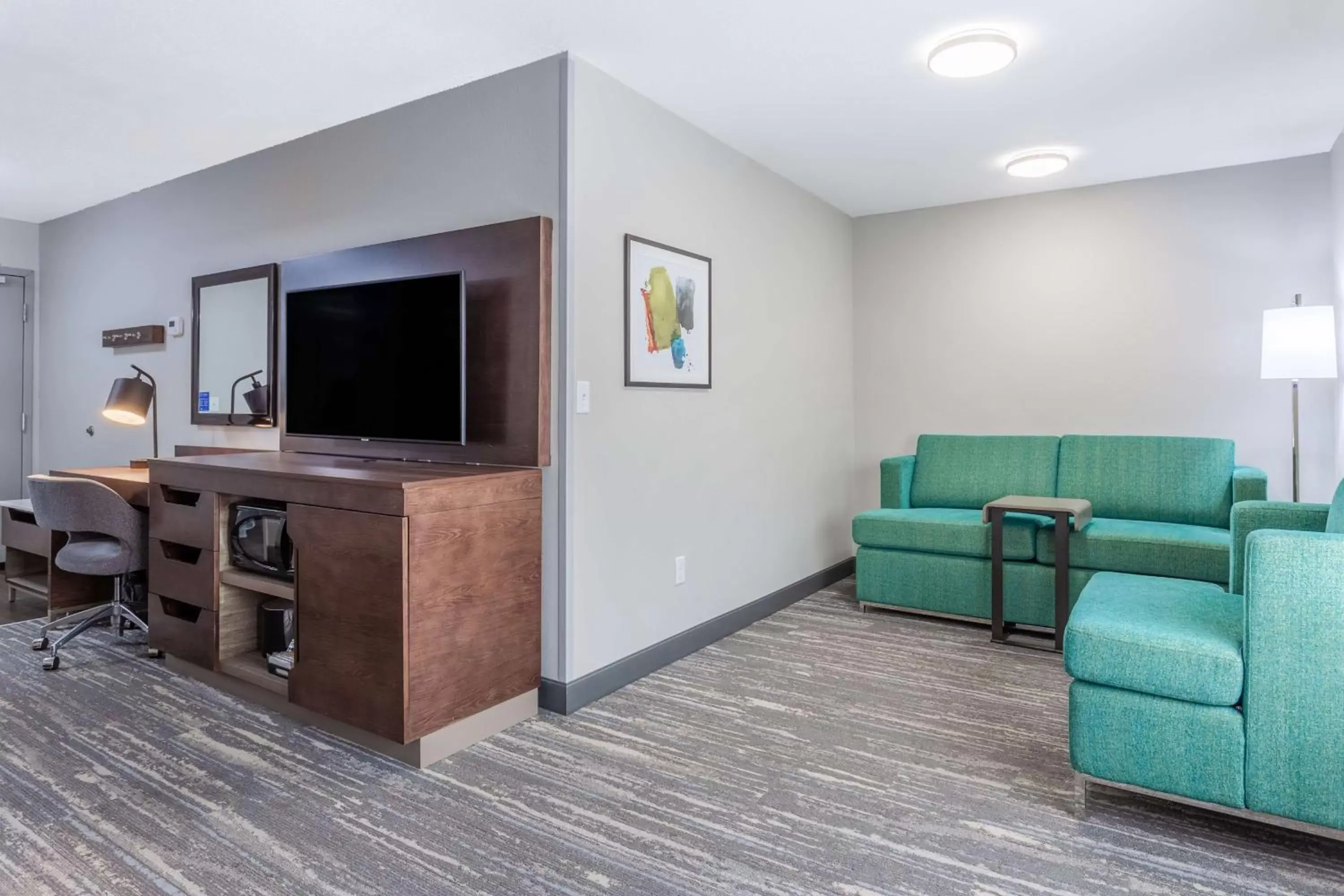 Bedroom, TV/Entertainment Center in Hampton Inn Sioux Falls