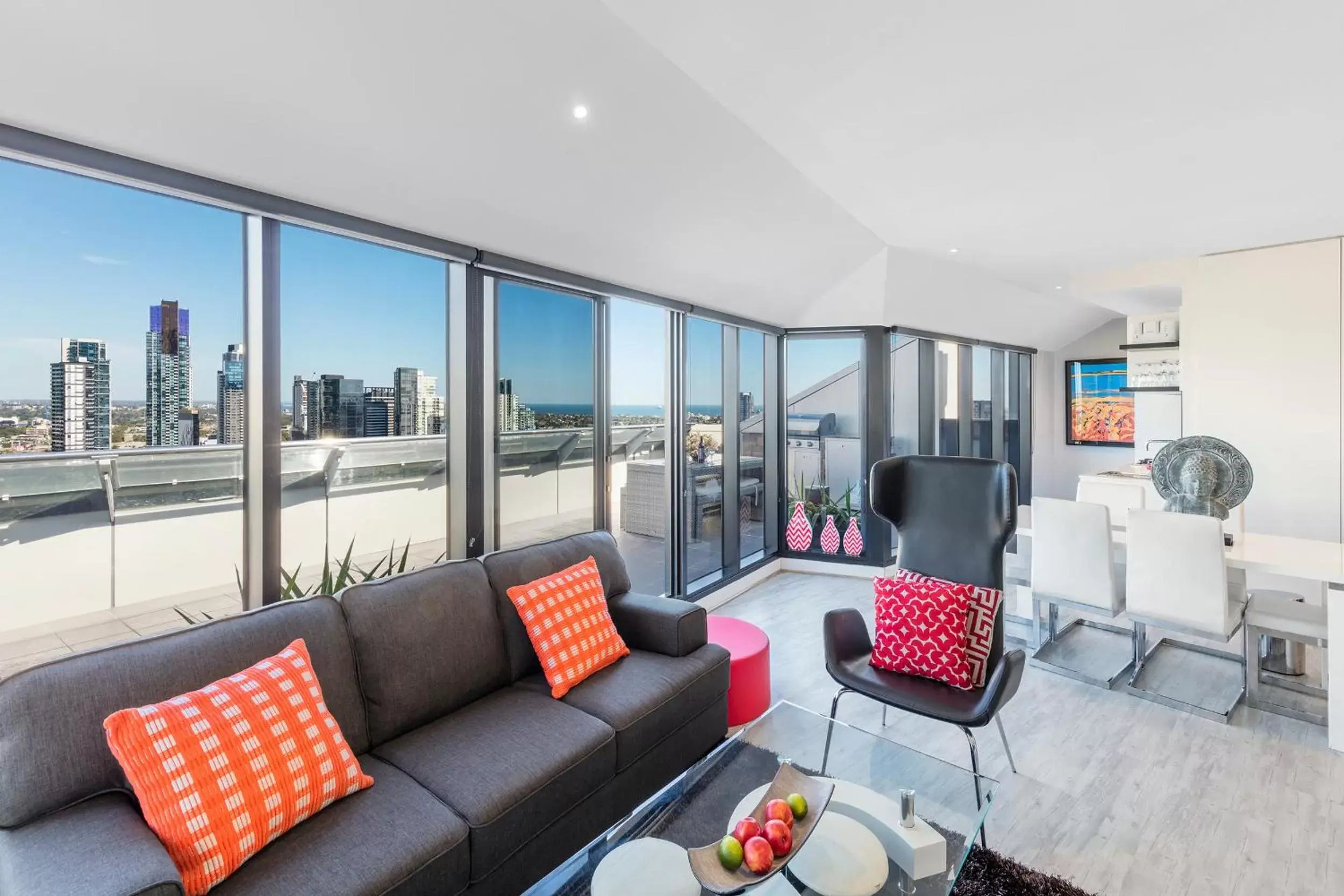 Balcony/Terrace, Seating Area in Aura on Flinders Serviced Apartments