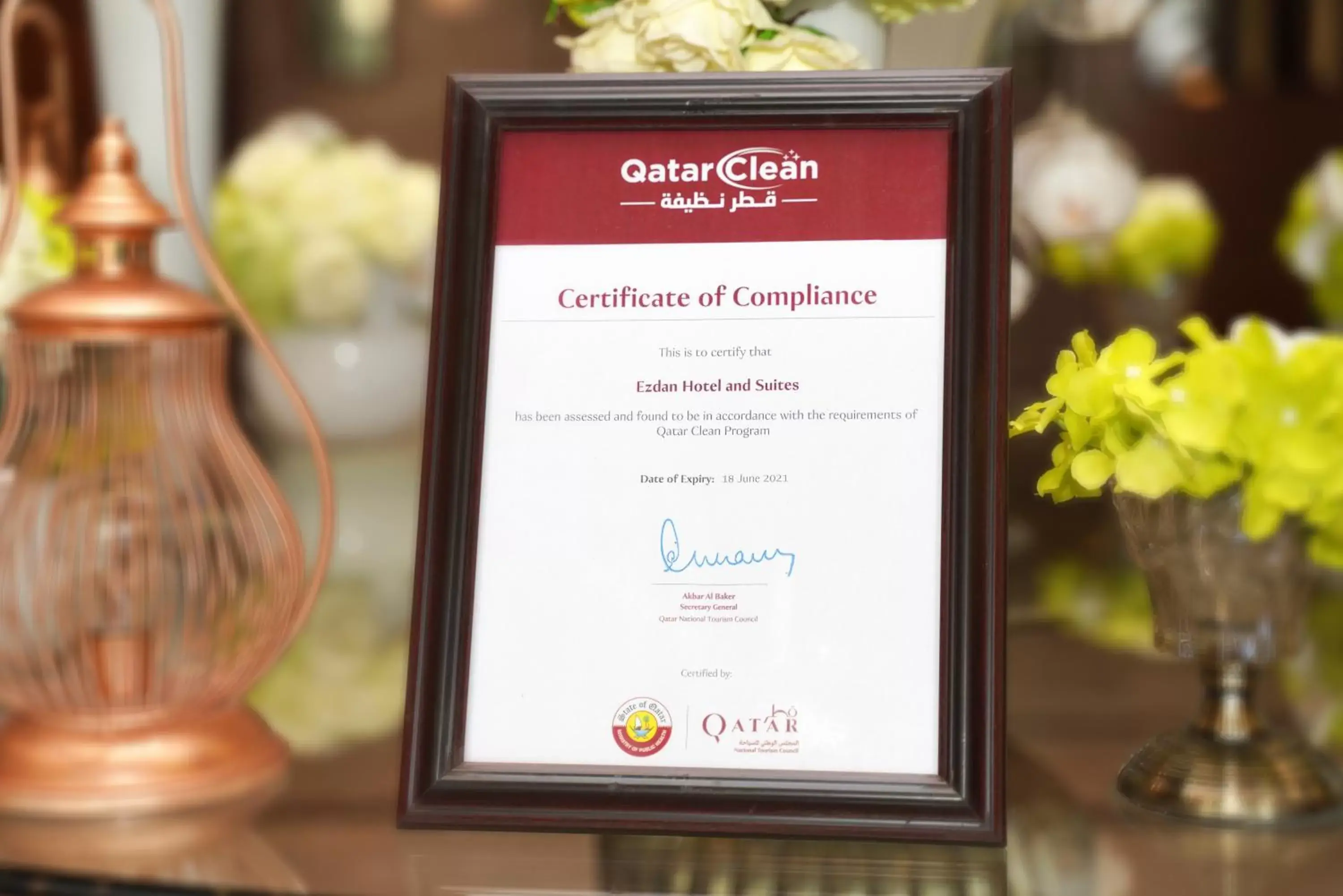 Certificate/Award in Ezdan Hotels Doha