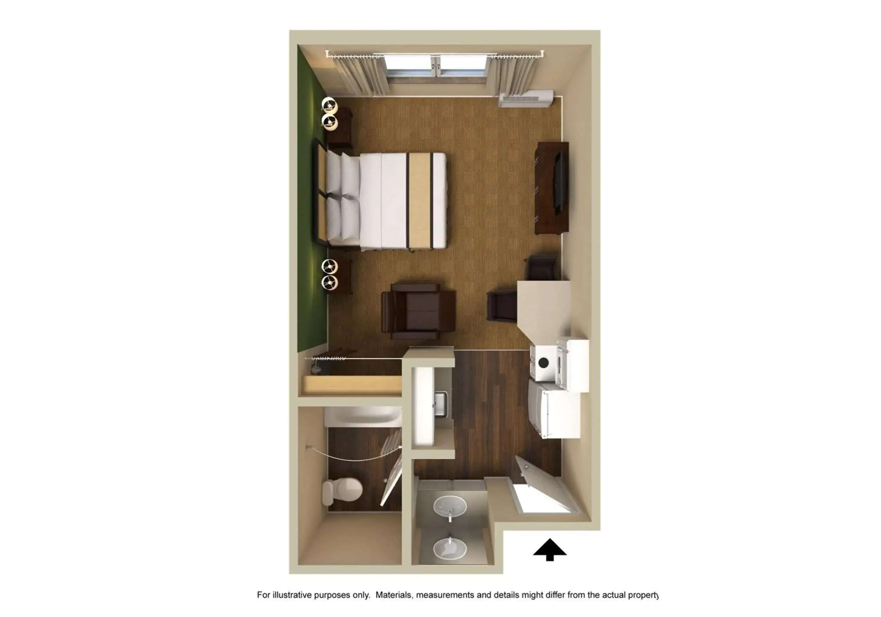 Bedroom, Floor Plan in Extended Stay America Suites - Dallas - Richardson
