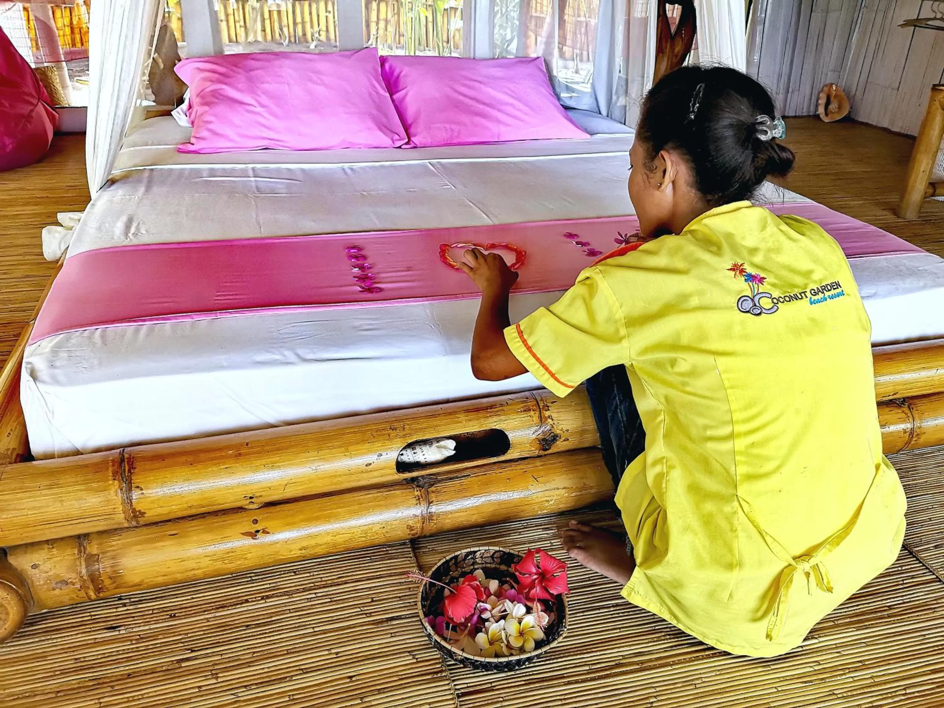 Bed in Coconut Garden Beach Resort