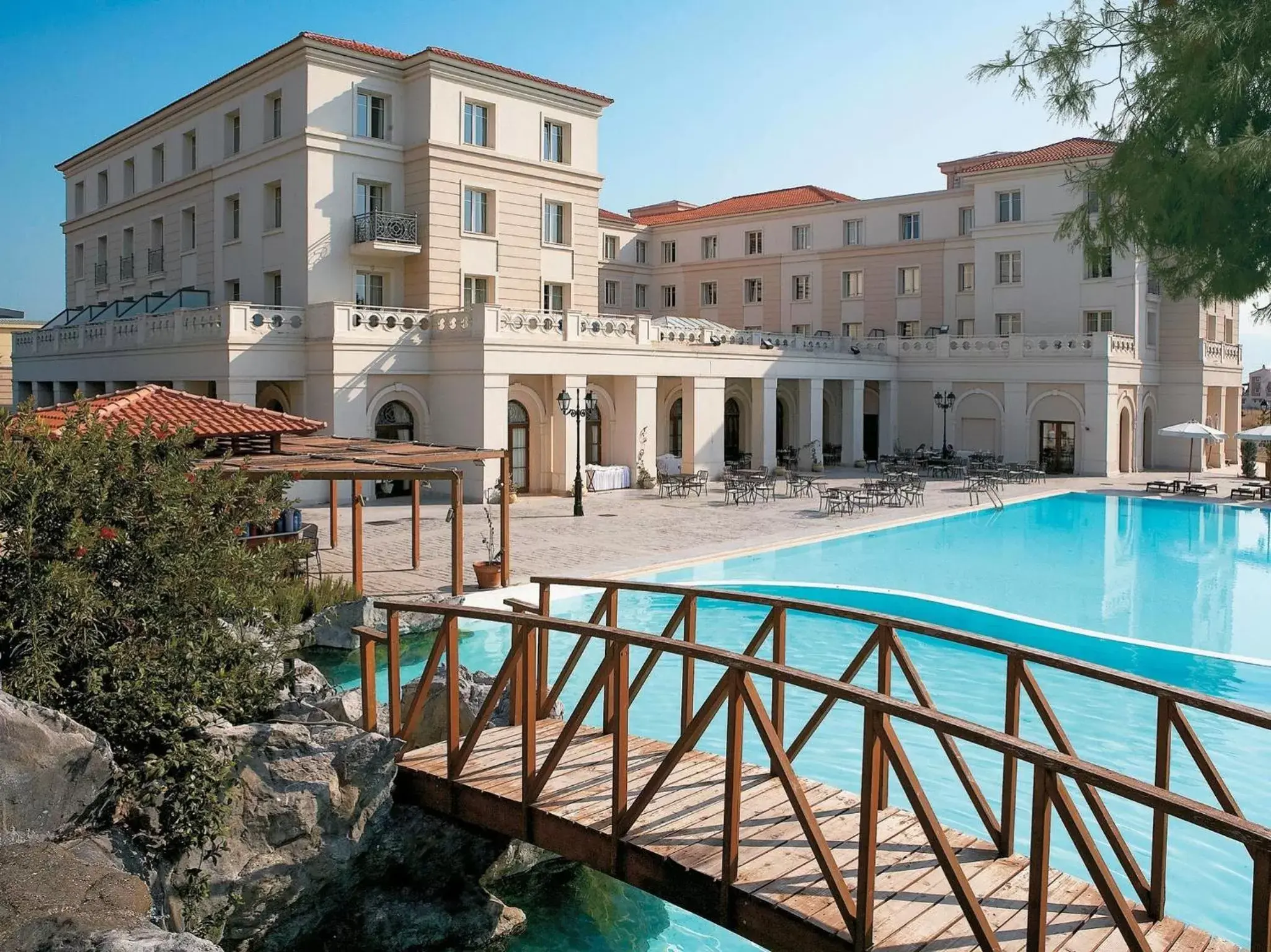 Facade/entrance, Swimming Pool in Grecotel Larissa Imperial