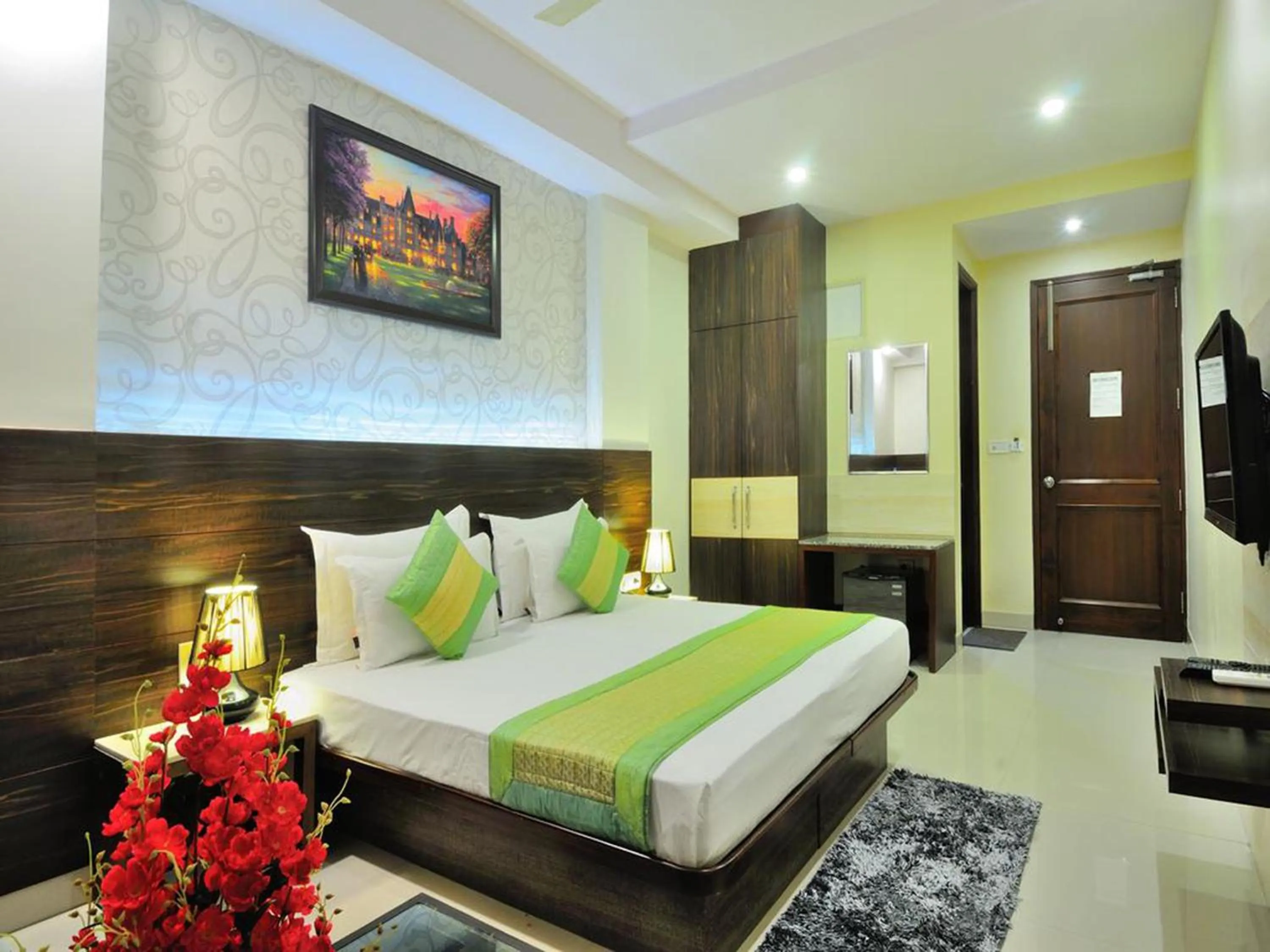 Photo of the whole room, Bed in Hotel Sky Rich International - Just a min walk from Karol Bagh Metro Station