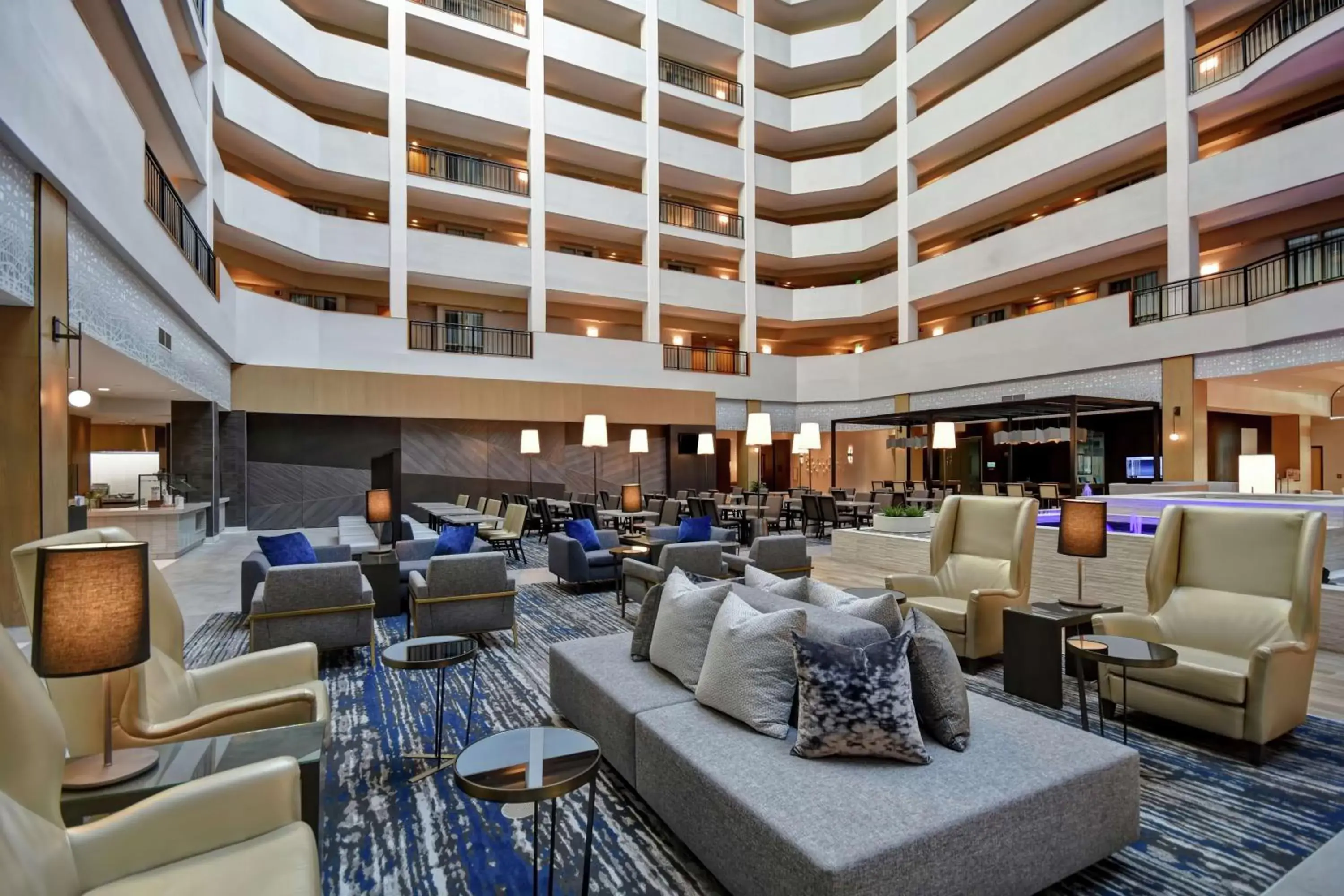 Lobby or reception, Restaurant/Places to Eat in Embassy Suites by Hilton Raleigh Durham Research Triangle