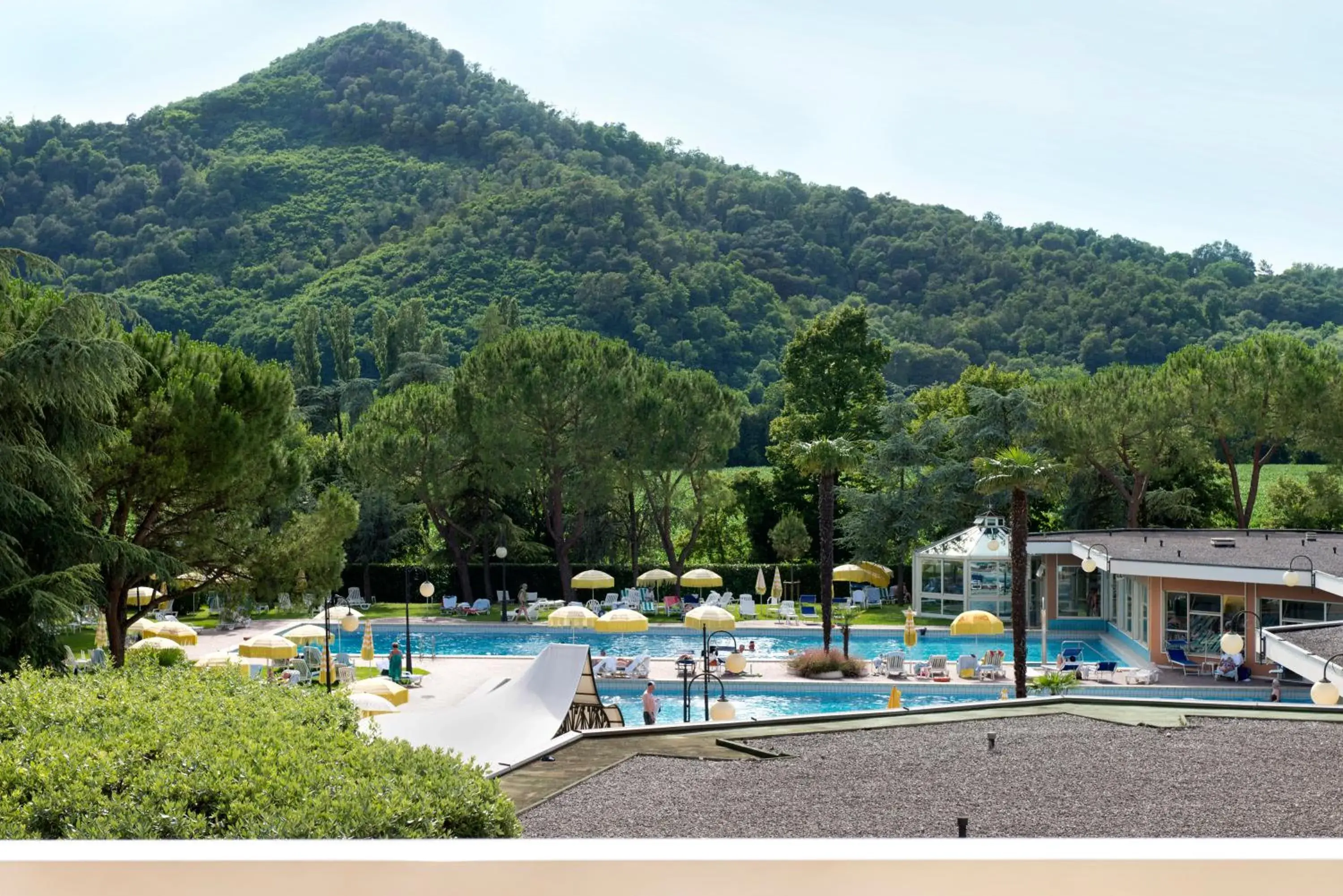 Balcony/Terrace, Swimming Pool in Apollo Terme Hotel