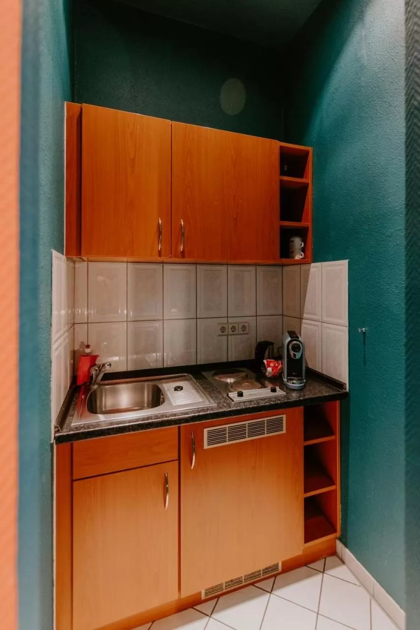 Kitchen or kitchenette in Boutique Hotel Rothenburger Hof