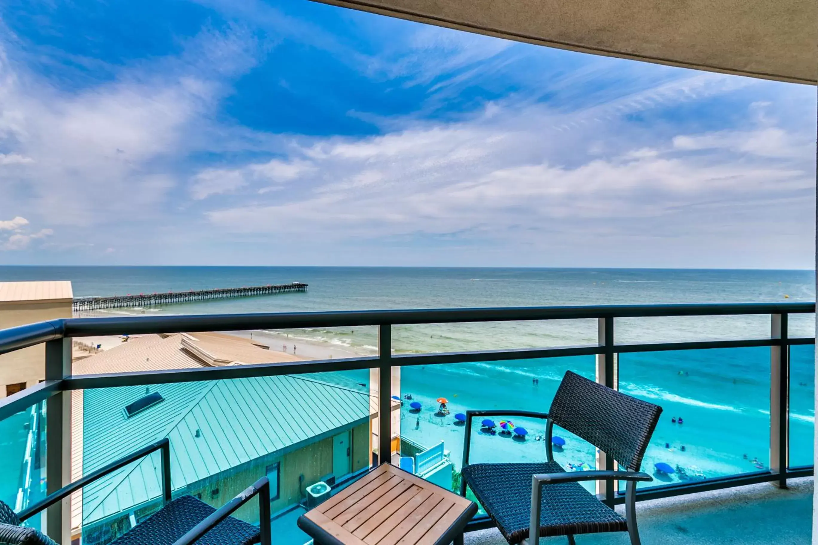 Balcony/Terrace, Pool View in Oceans One Resort