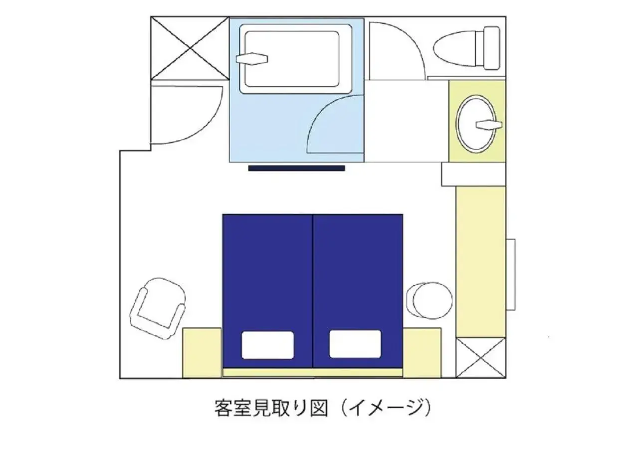 Photo of the whole room, Floor Plan in Meitetsu Inn Hamamatsucho