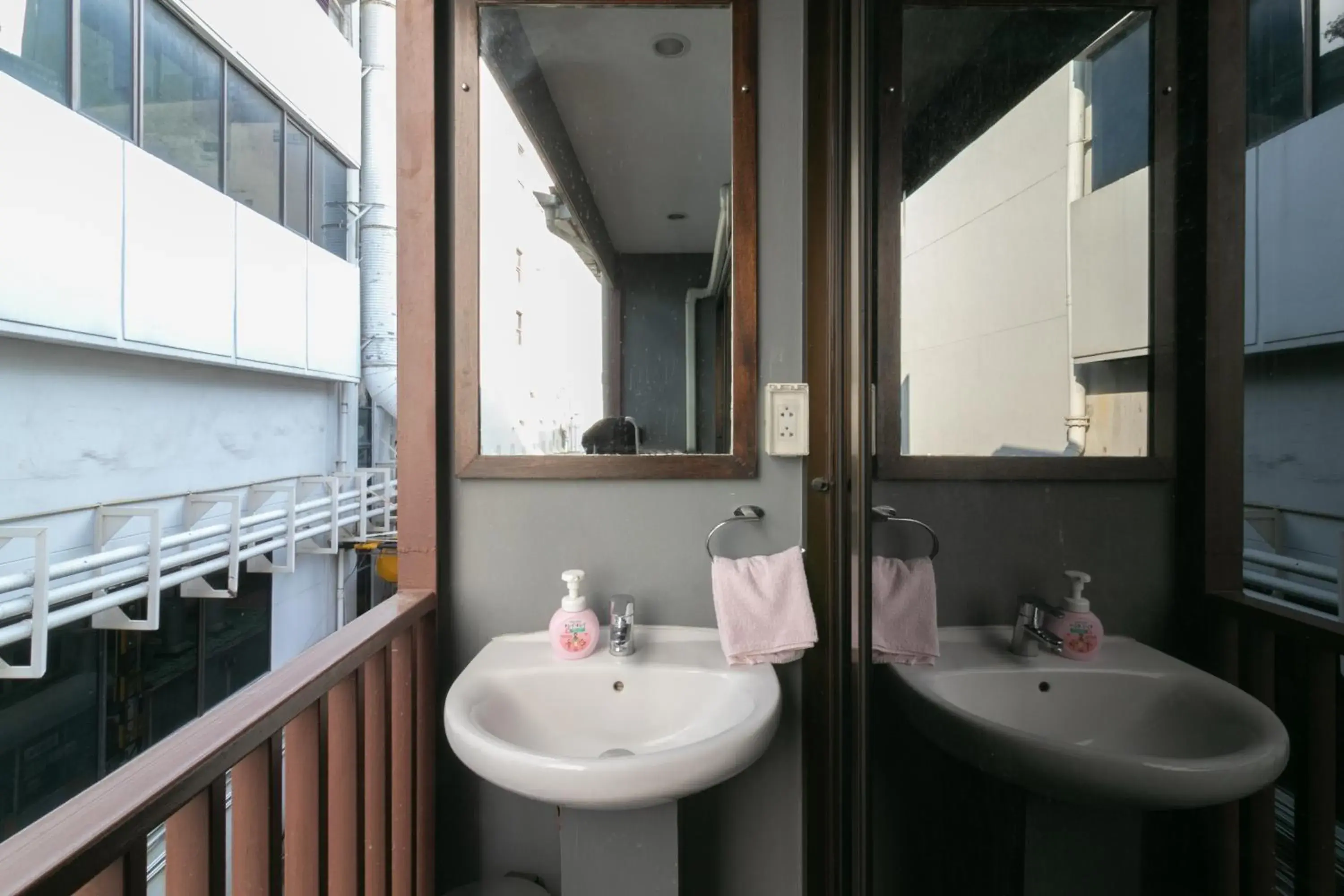 Balcony/Terrace, Bathroom in Phob phan Hostel