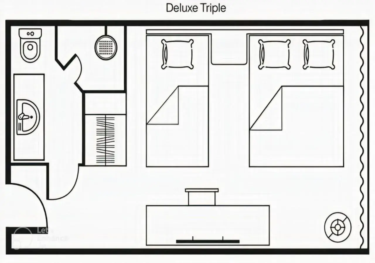 Bed, Floor Plan in The Kuala Lumpur Journal Hotel