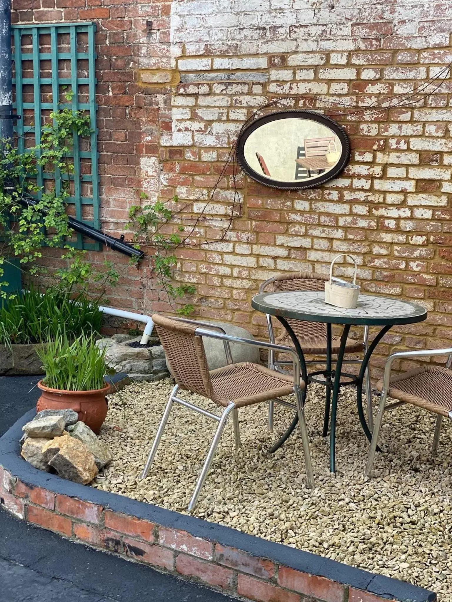 Patio in The Ilchester Arms Hotel, Ilchester Somerset