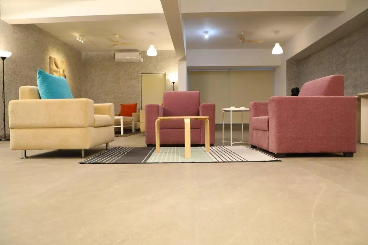 Seating area in SwanSuites Gachibowli