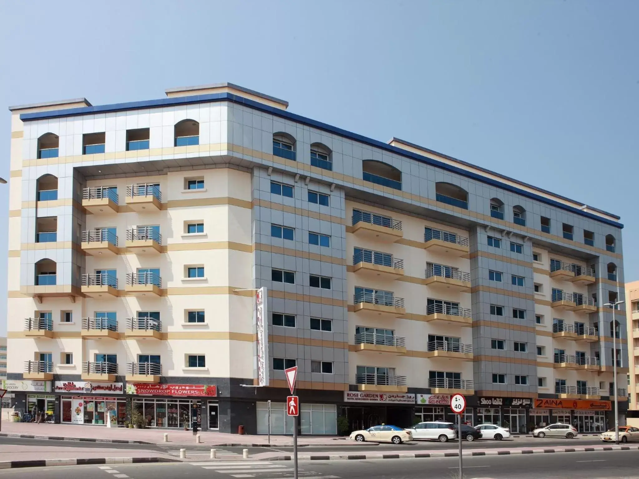 Facade/entrance, Property Building in Rose Garden Hotel Apartments - Al Barsha, Near Metro Station