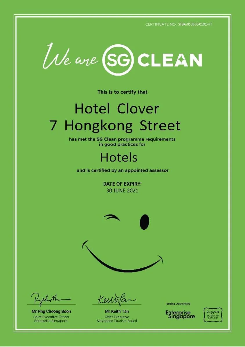 Certificate/Award in Hotel Clover 7