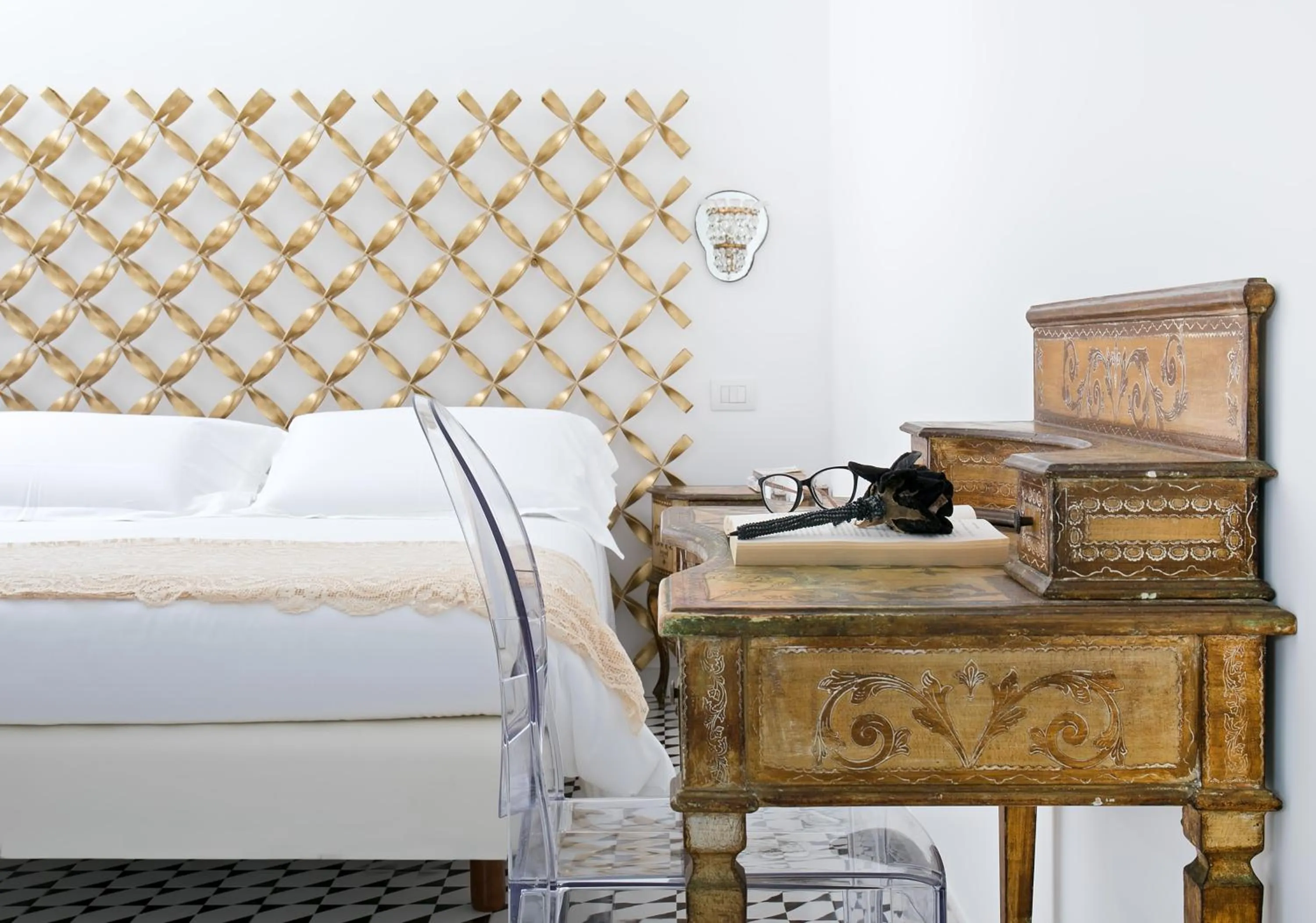 Bed in Villa Oriana Relais