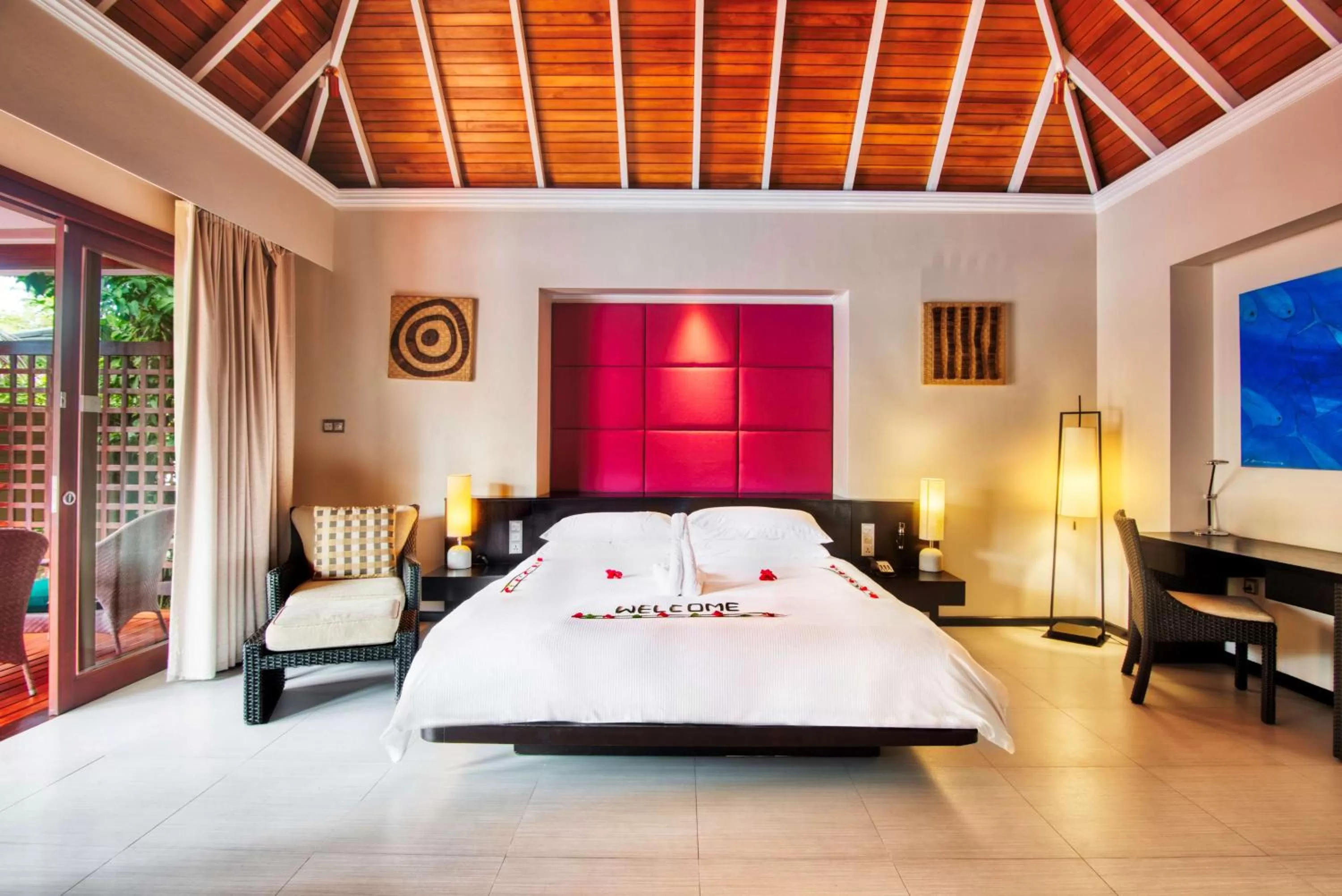Bed in Hilton Seychelles Labriz Resort & Spa