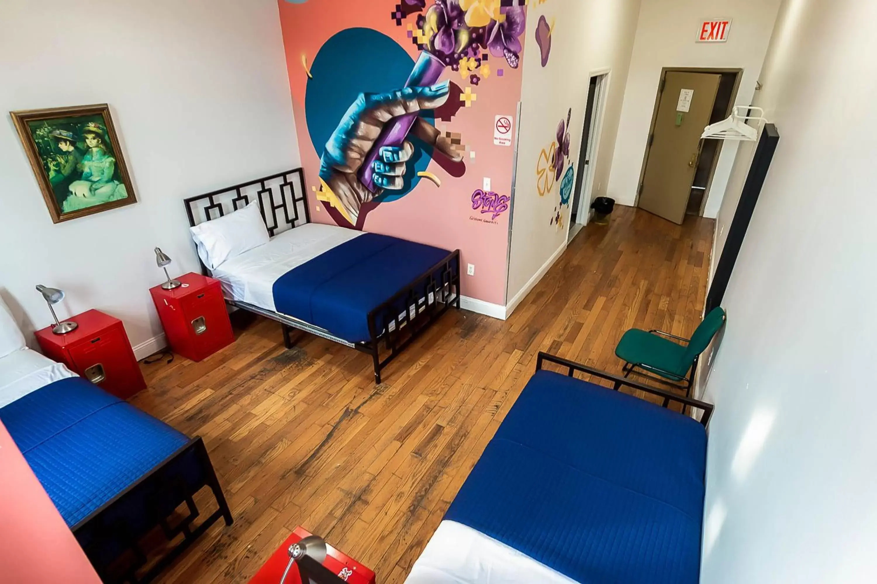 Bed, Seating Area in NY Moore Hostel