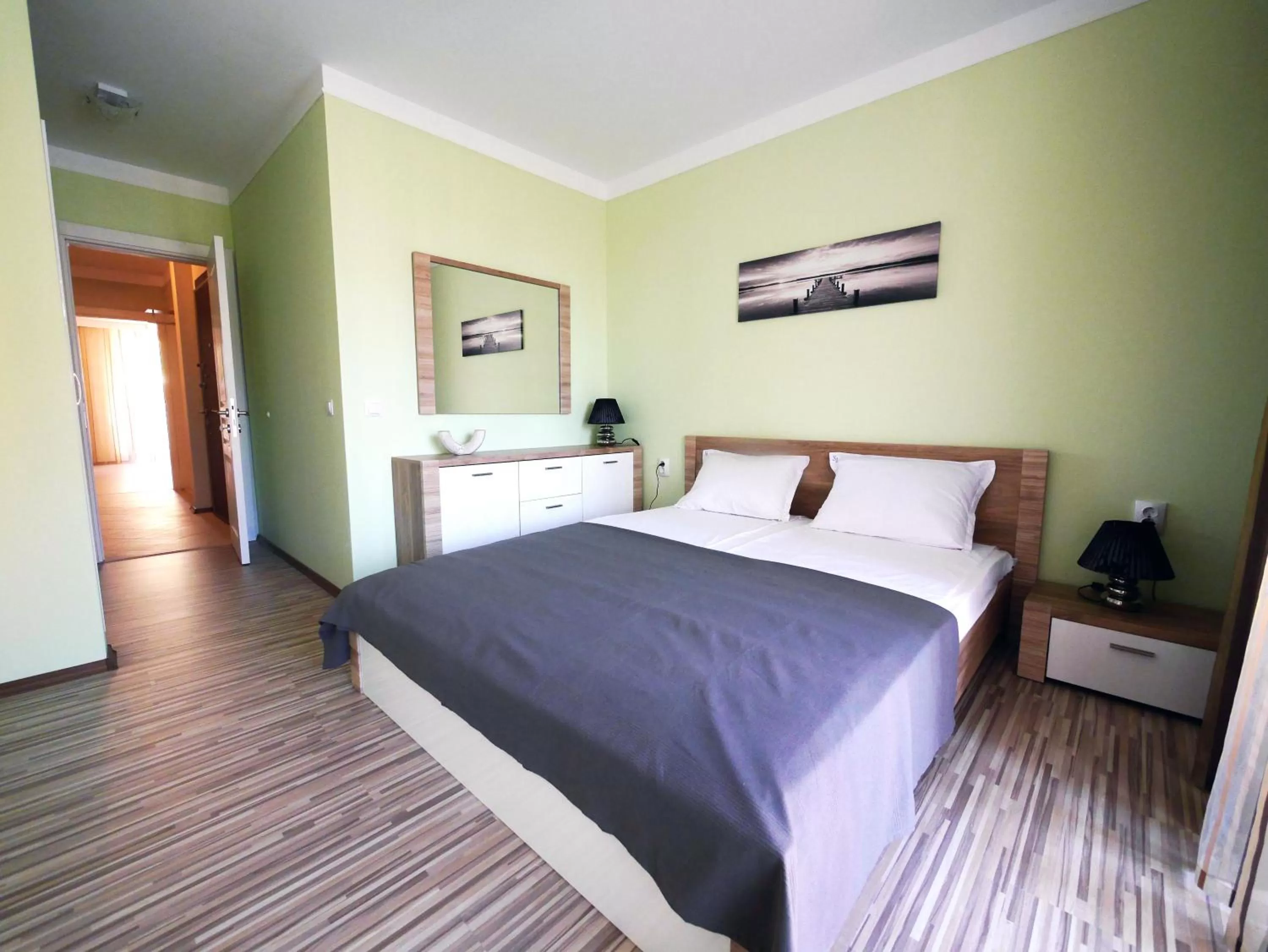 Bed in APART-HOTEL Stamopolu Lux с изглед към морето