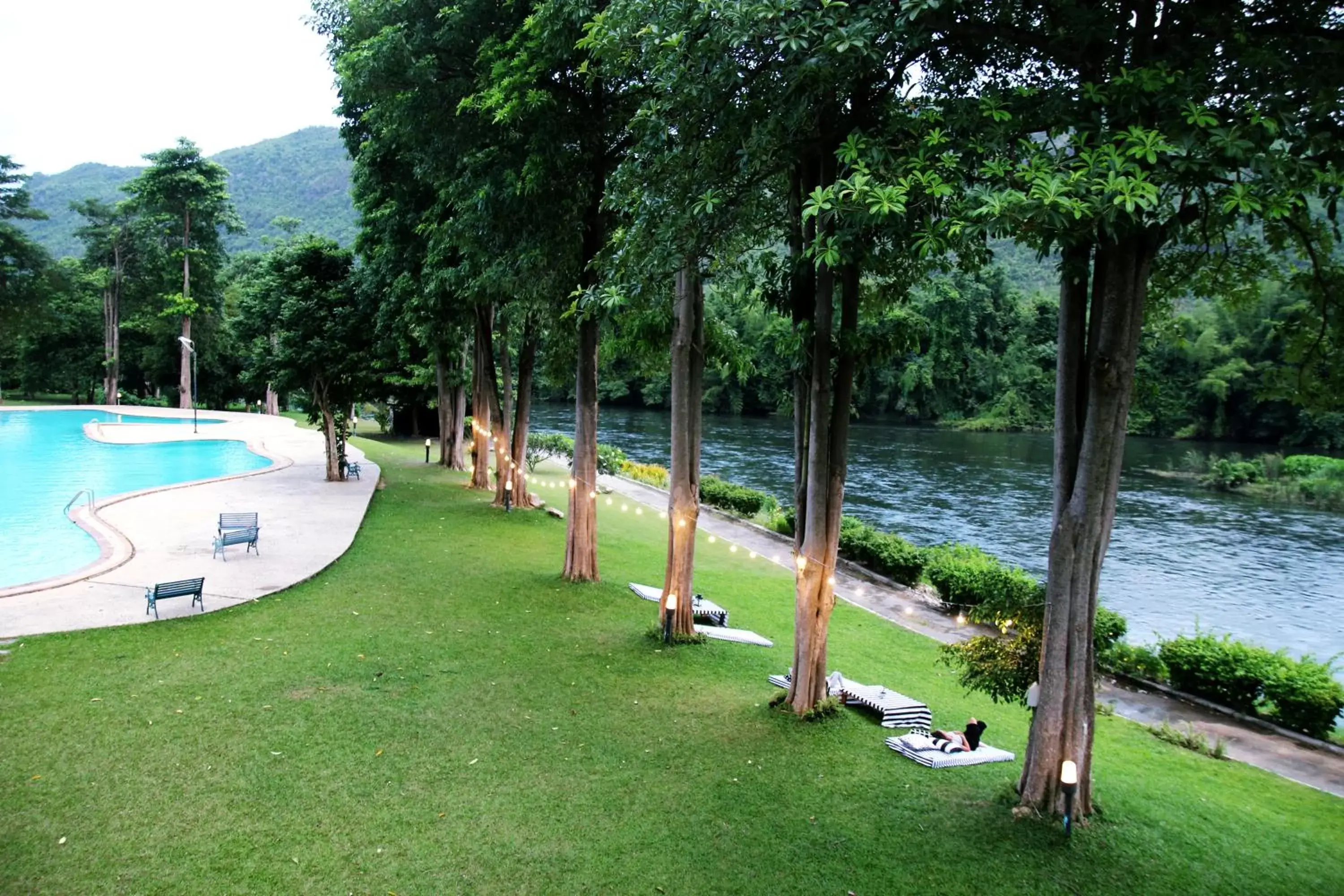 Natural landscape, Swimming Pool in Aekpailin River Kwai Resort