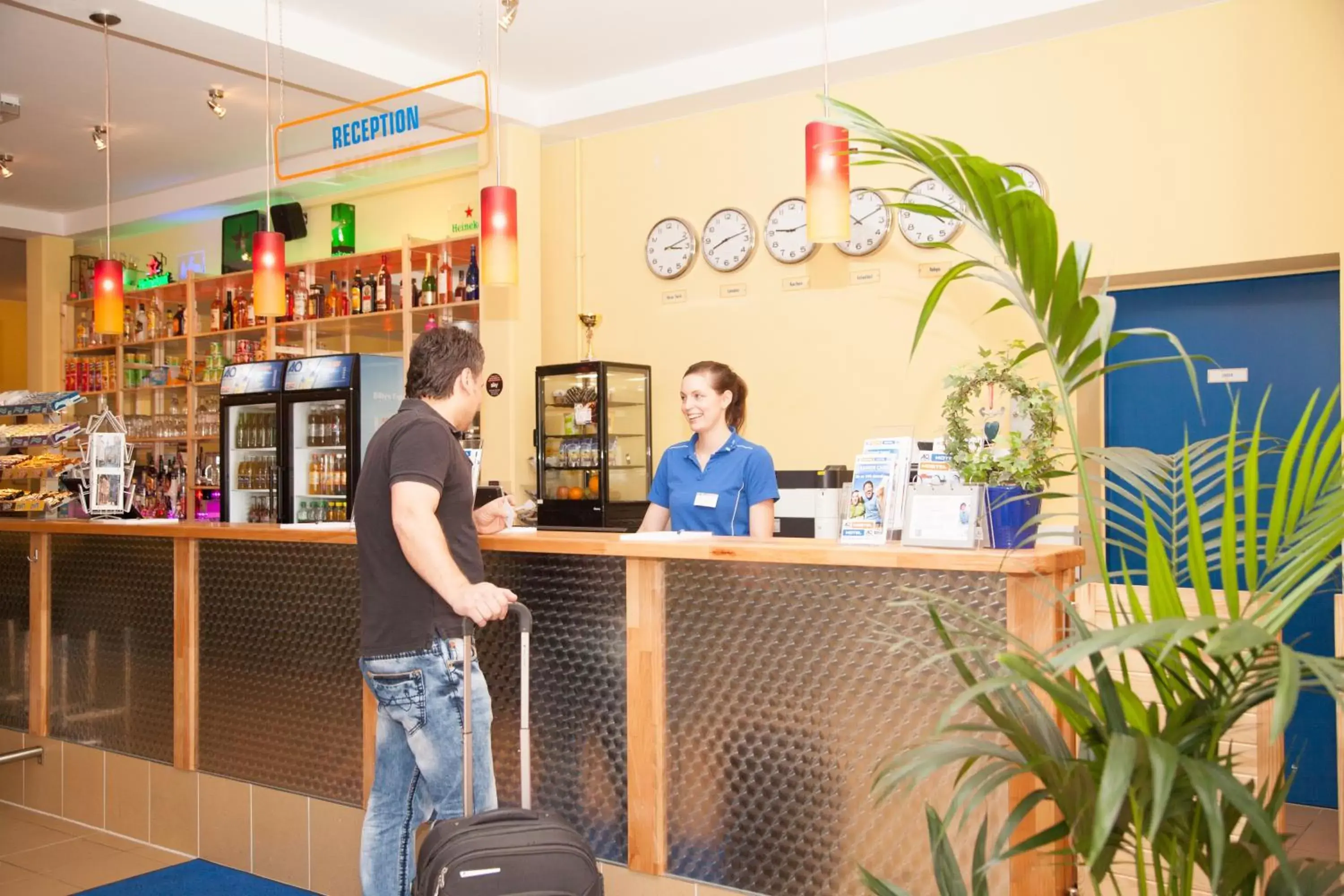 Lobby or reception in a&o Aachen Hauptbahnhof