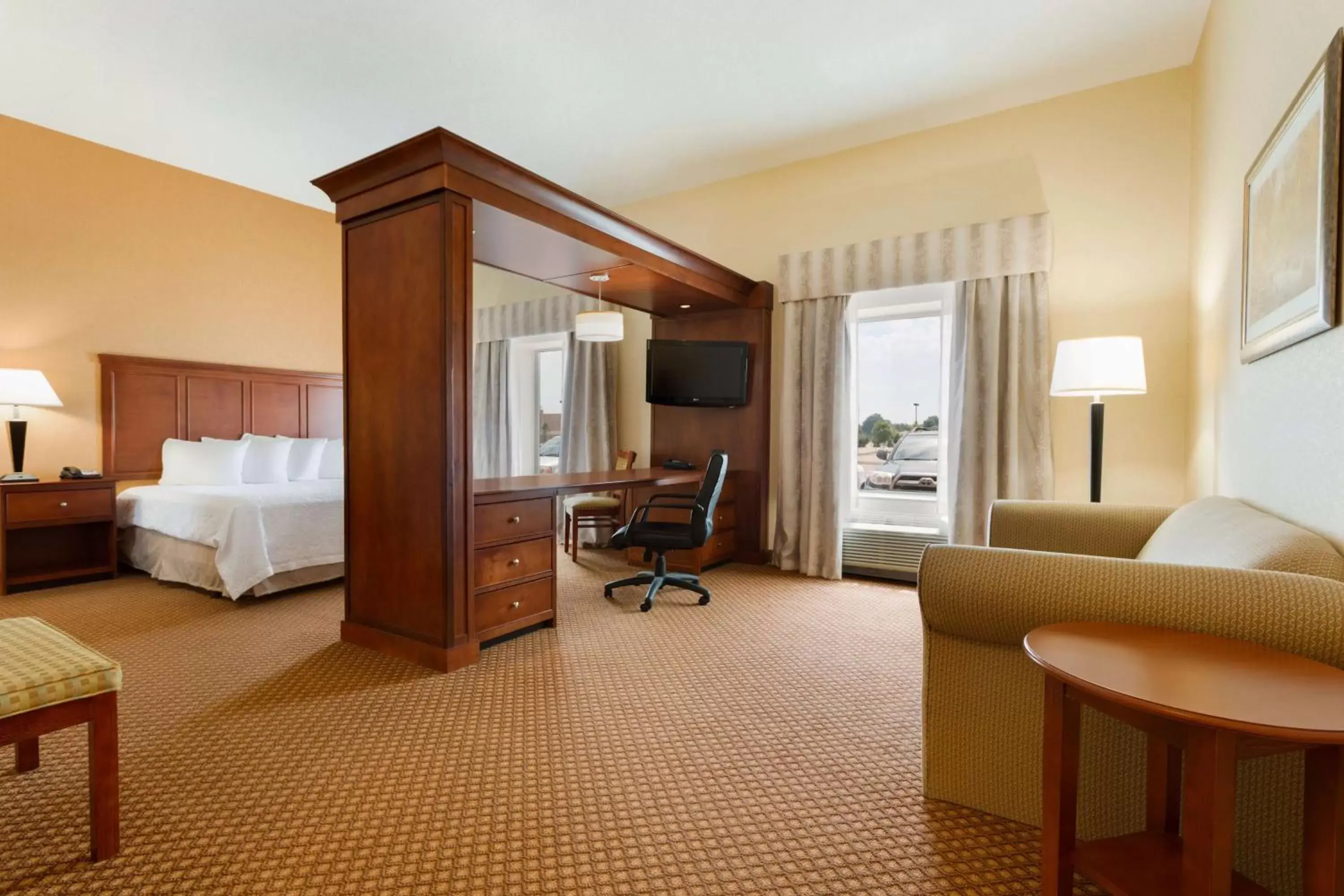 Bed, TV/Entertainment Center in Hampton Inn & Suites Detroit/Chesterfield