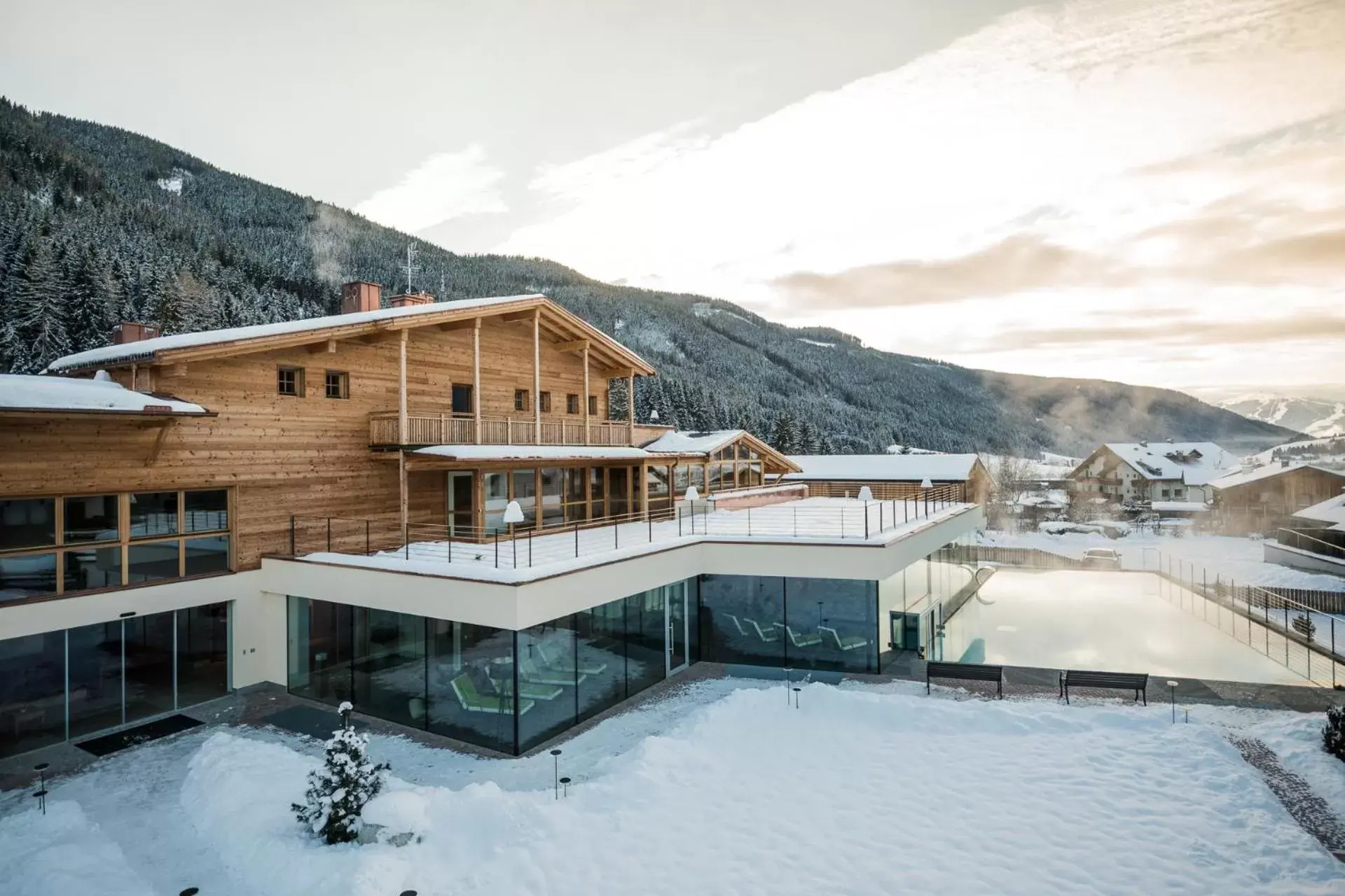 Property building, Winter in Alpine Nature Hotel Stoll