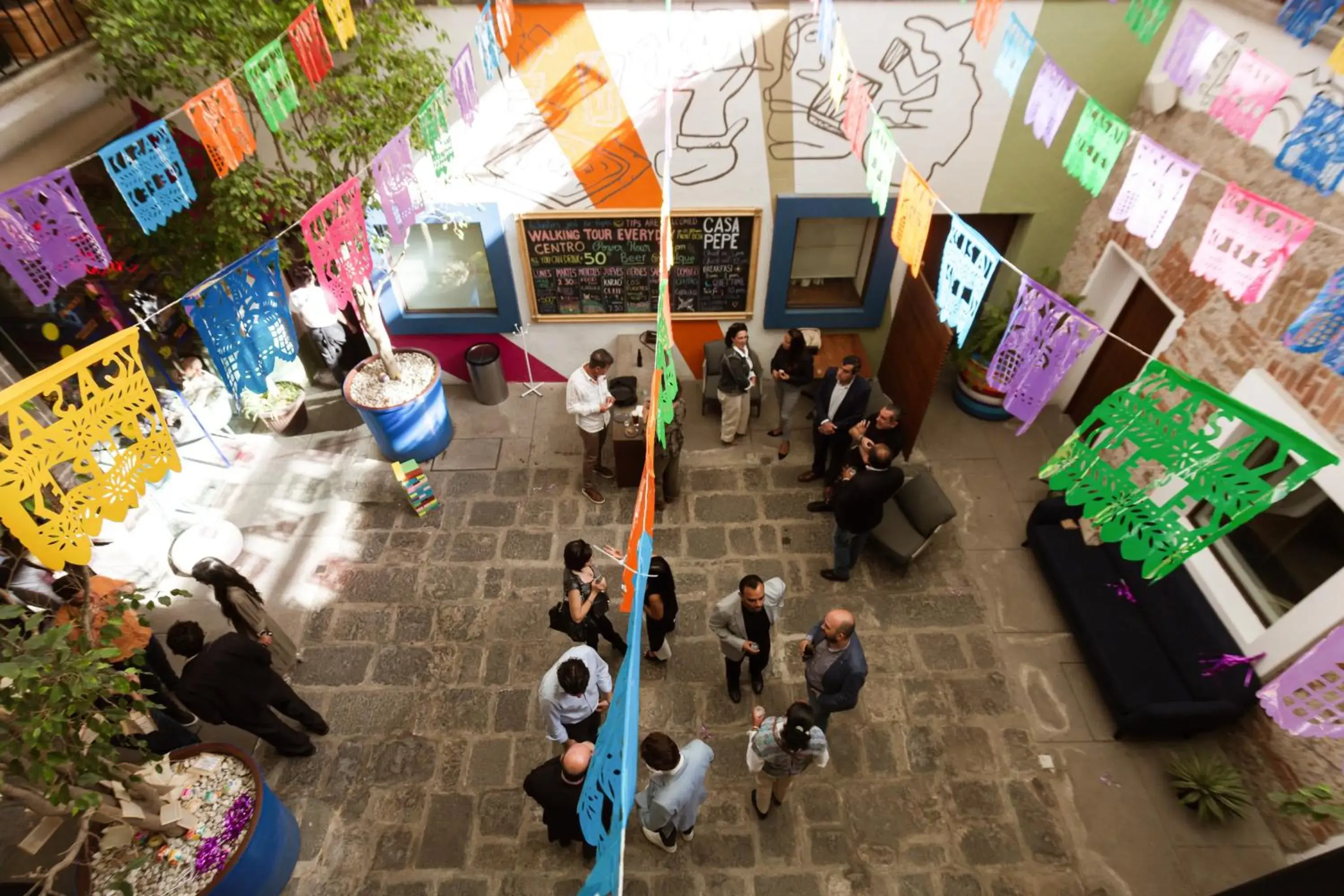 Inner courtyard view in Casa Pepe Puebla