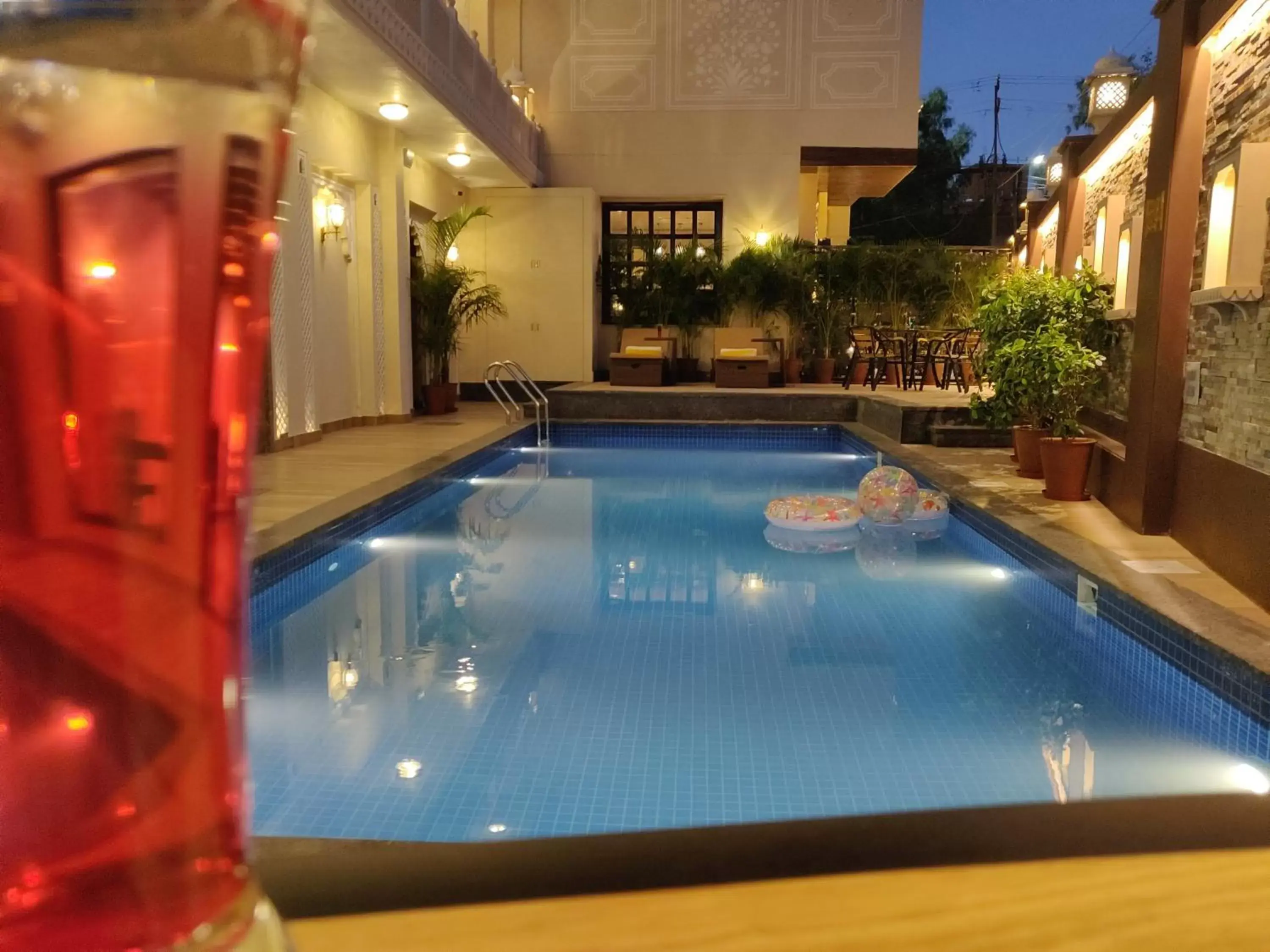 Lounge or bar, Swimming Pool in Laxmi Palace Heritage Boutique Hotel