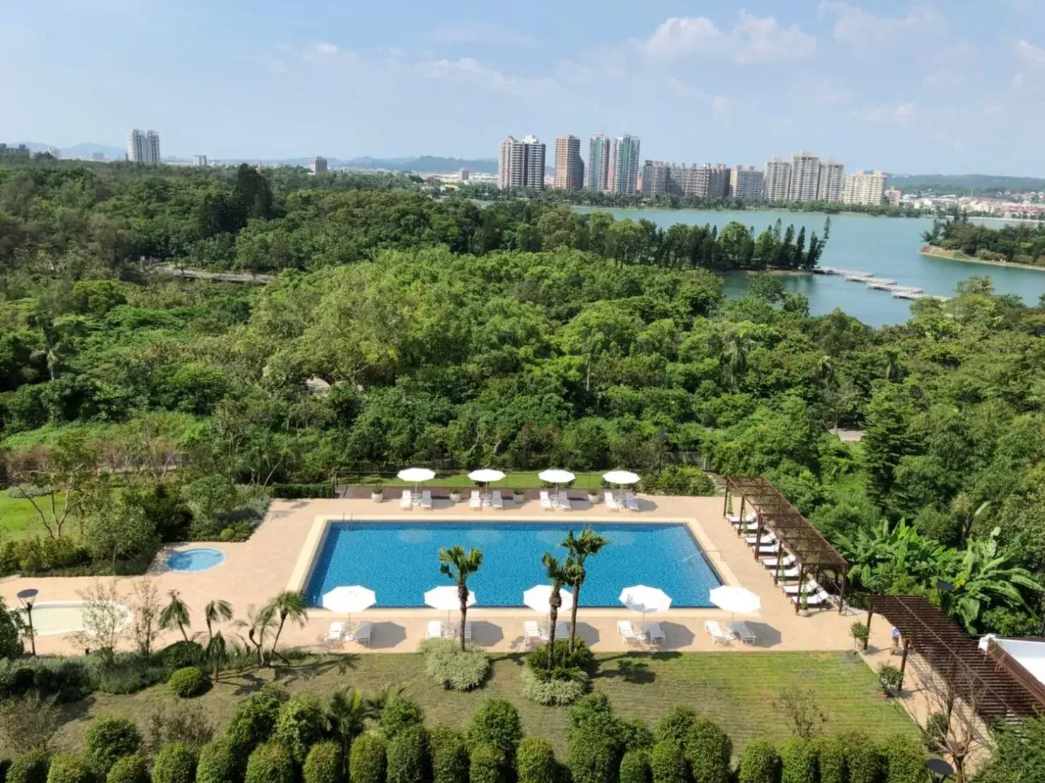 Bird's eye view, Pool View in The Grand Hotel Kaohsiung