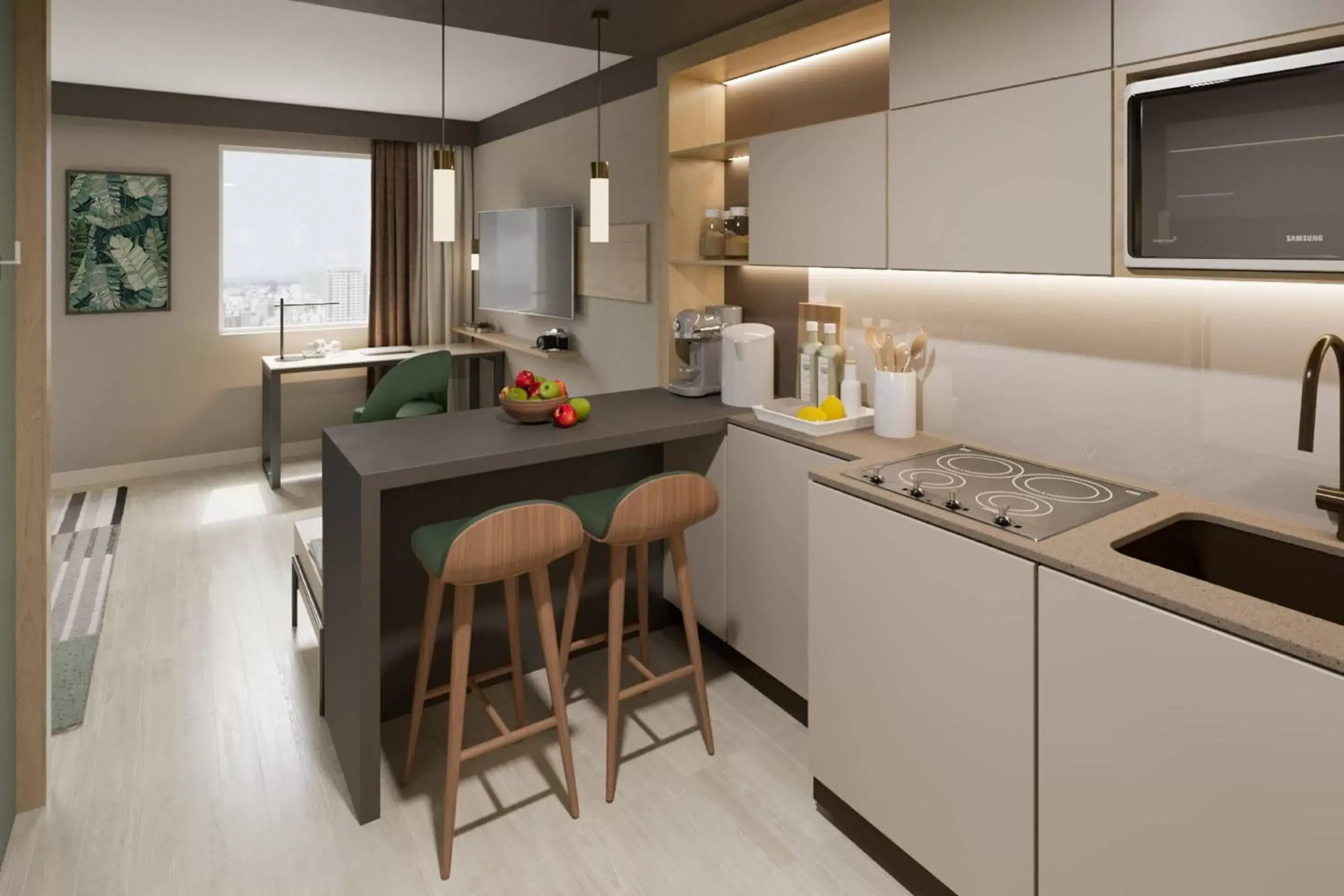 Kitchen or kitchenette, Kitchen/Kitchenette in Residence Inn by Marriott Hamburg Altona