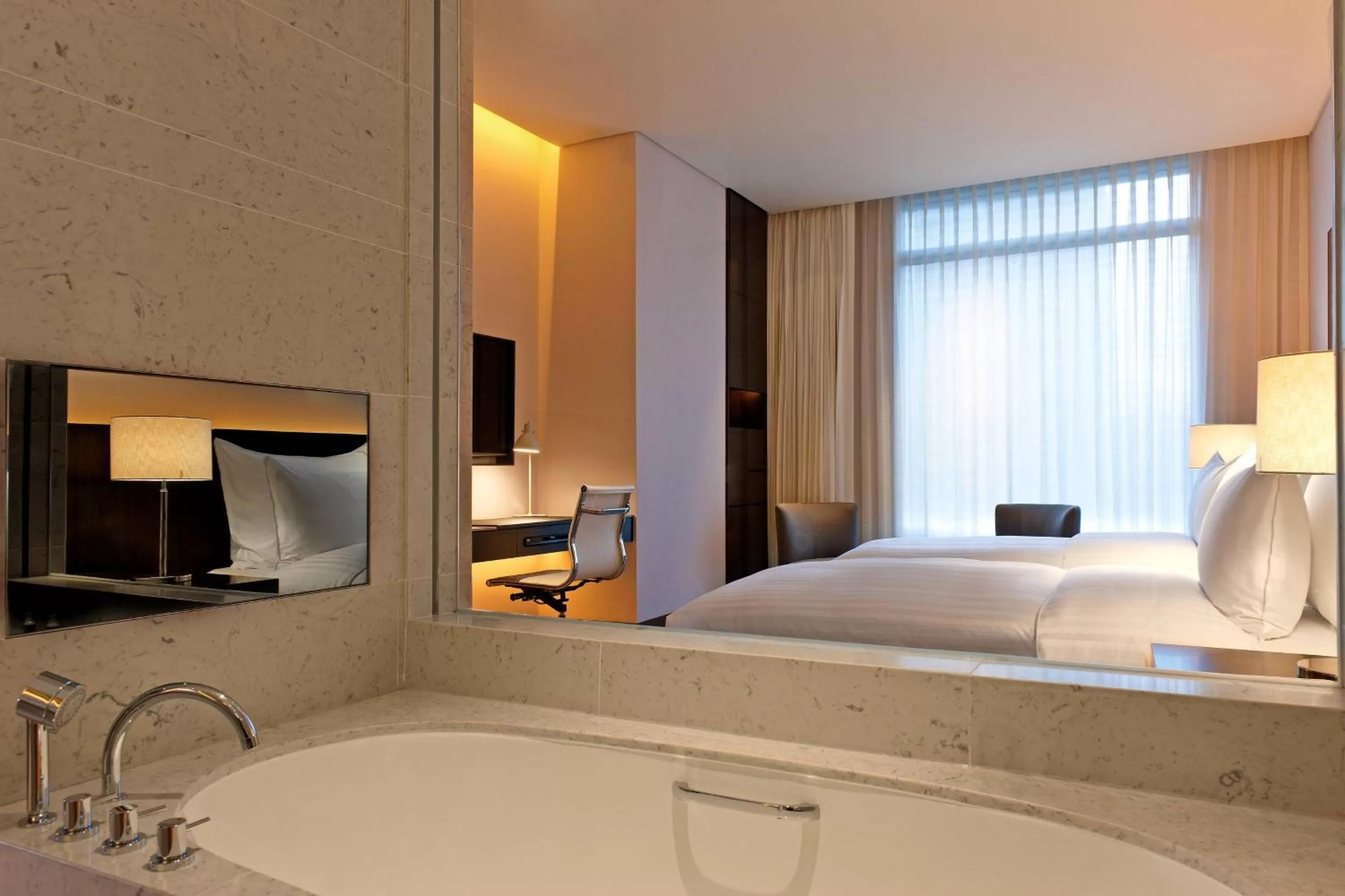 Bathroom, Bed in Le Meridien Taipei