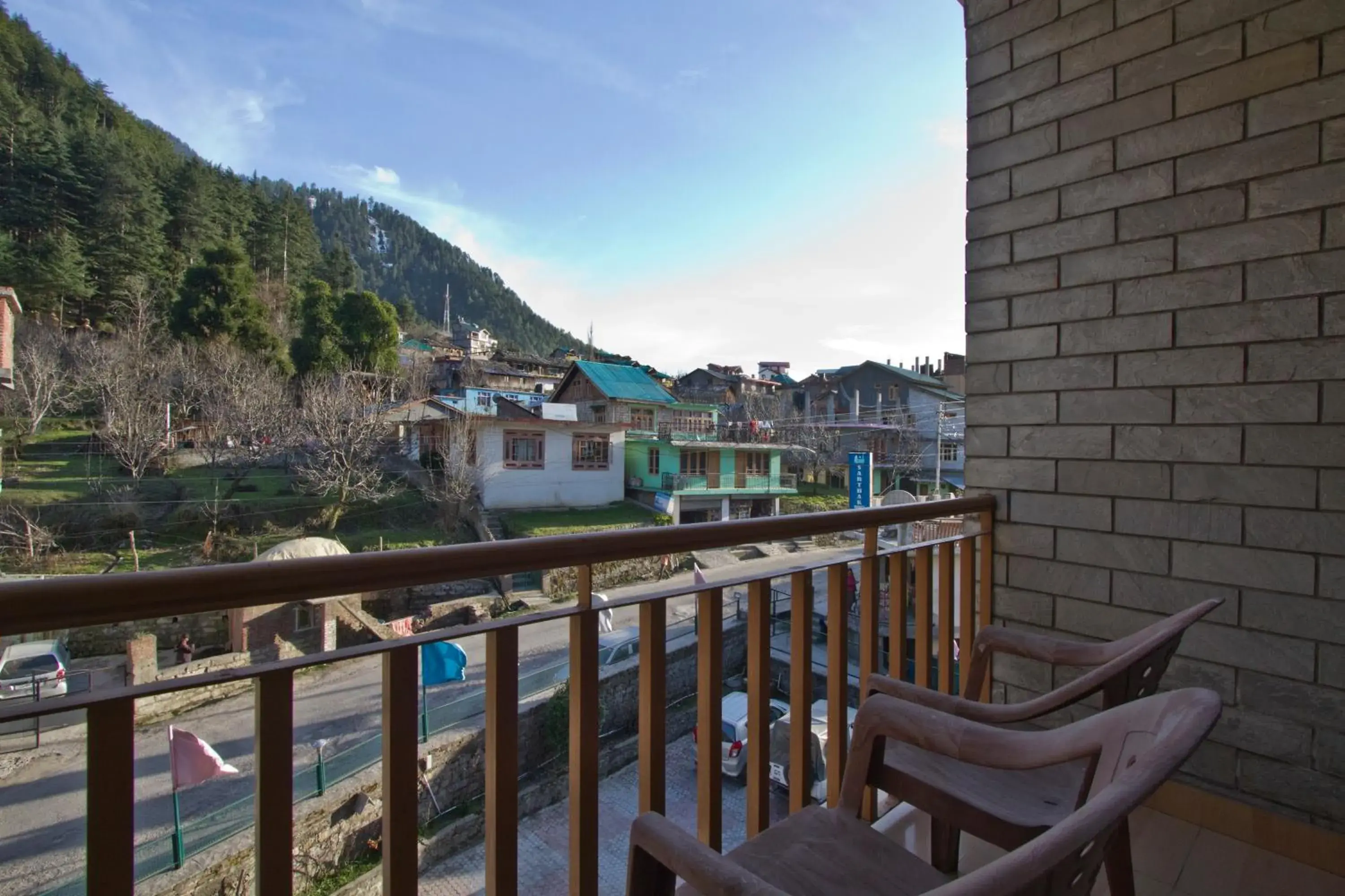 Balcony/Terrace in Sarthak Resorts-Reside in Nature with Best View, 9 kms from Mall Road Manali