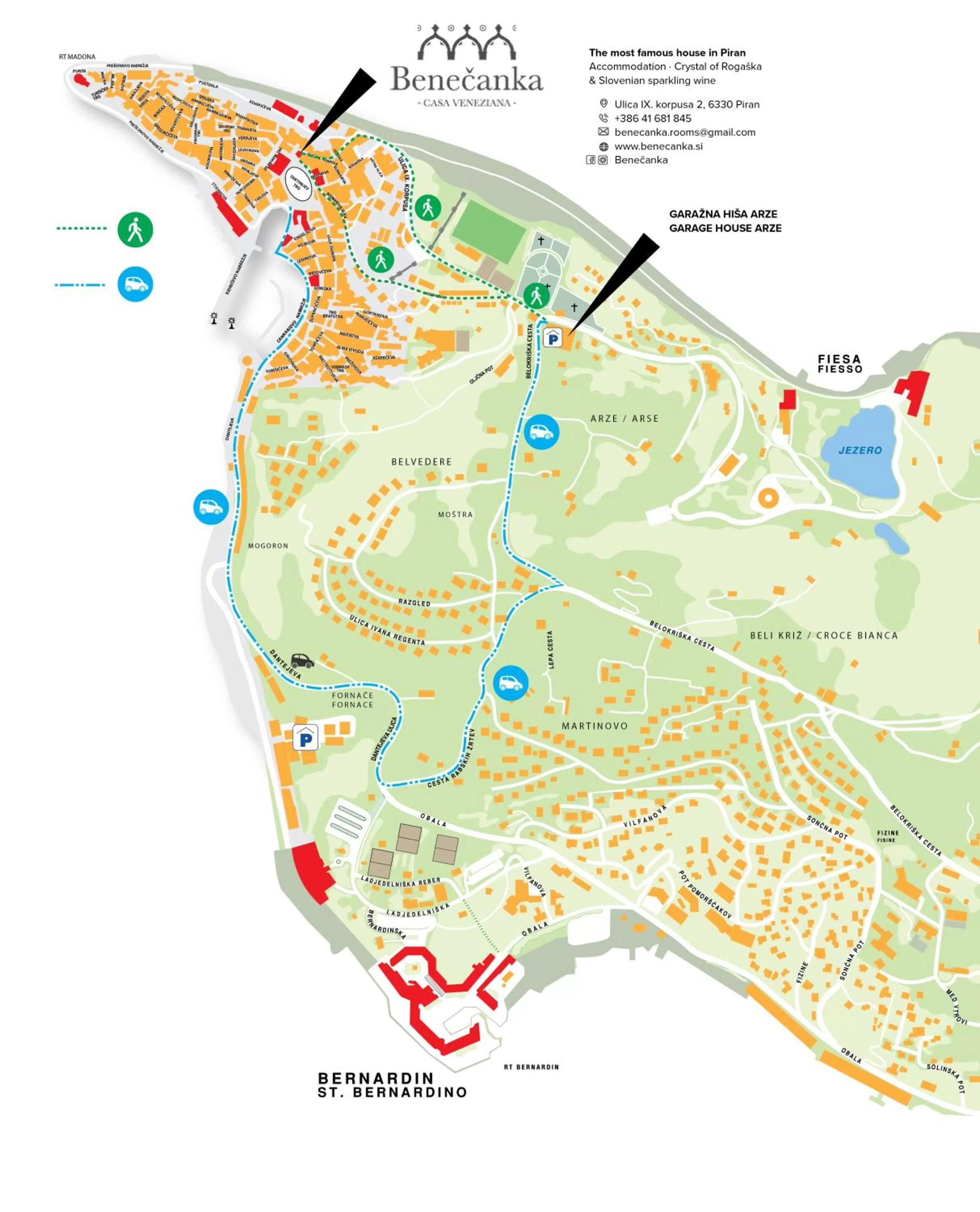 Text overlay in Benecanka Casa Veneziana Piran