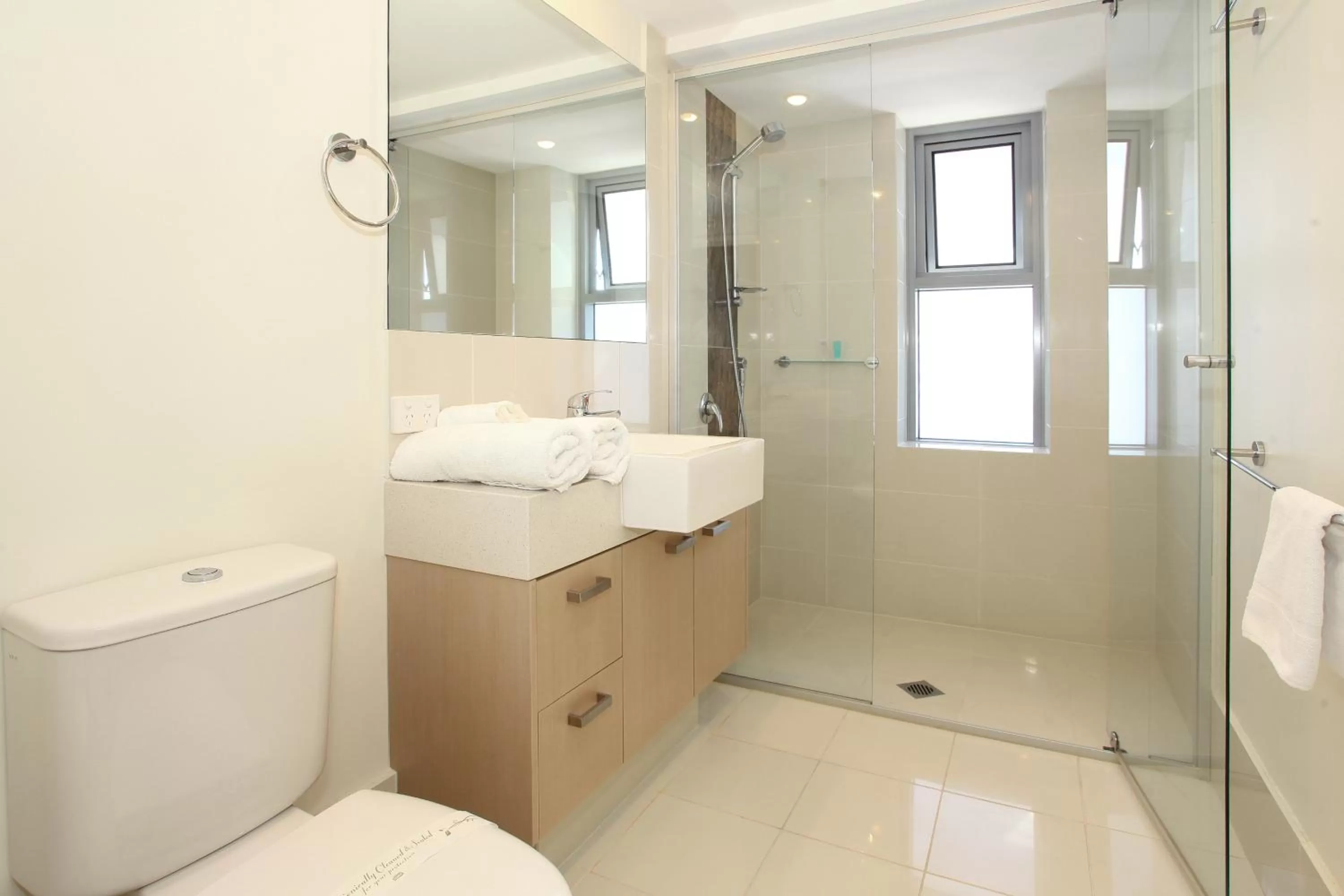 Shower in Signature Waterfront Apartments