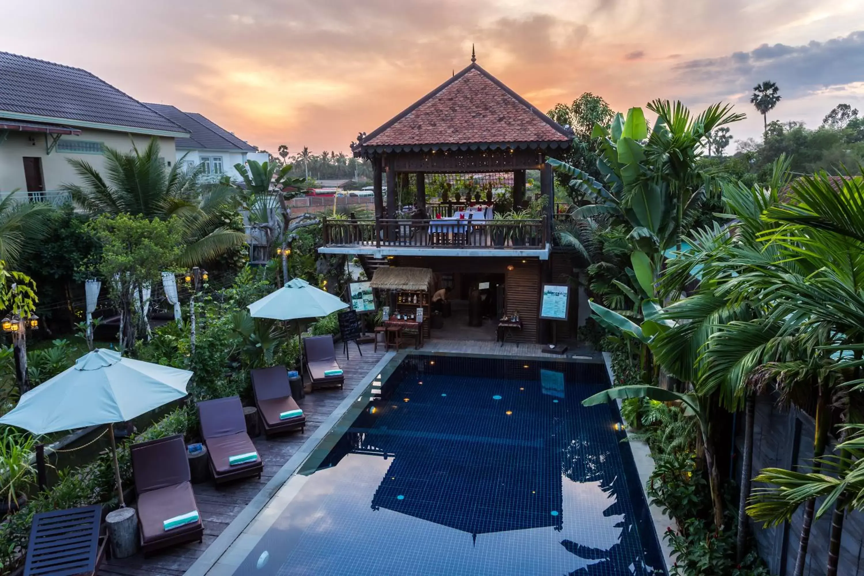 Balcony/Terrace, Swimming Pool in Java Wooden Villa & Residence